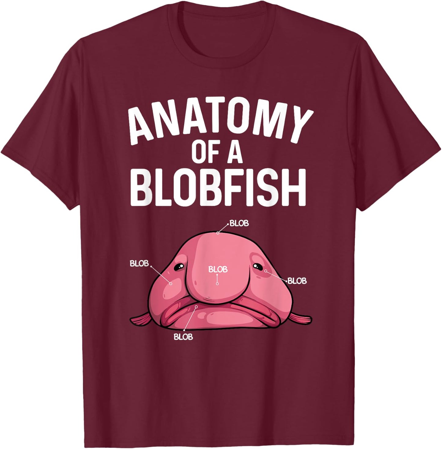Funny Blobfish Design For Kids Men Women Blob Fish Costume T-Shirt - T-Shirt | Maroon