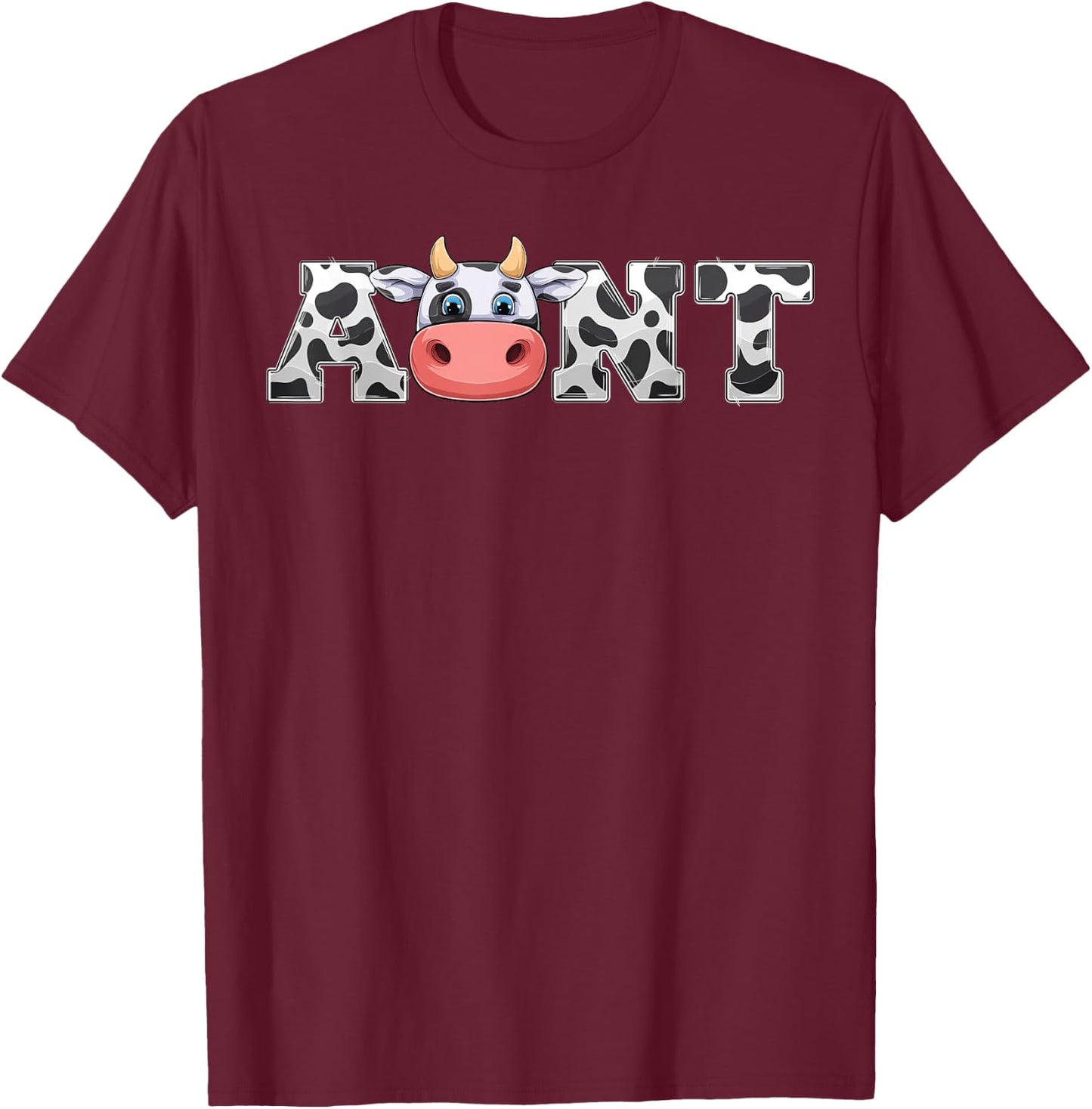 Aunt Cow Print Cowboy Animal Pattern Farmer Cow Aunt T-Shirt - T-Shirt | Maroon