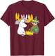 Moomin Moomintroll & Snuffkin Campfire Scary Hattifatteners , black T-Shirt - T-Shirt | Maroon