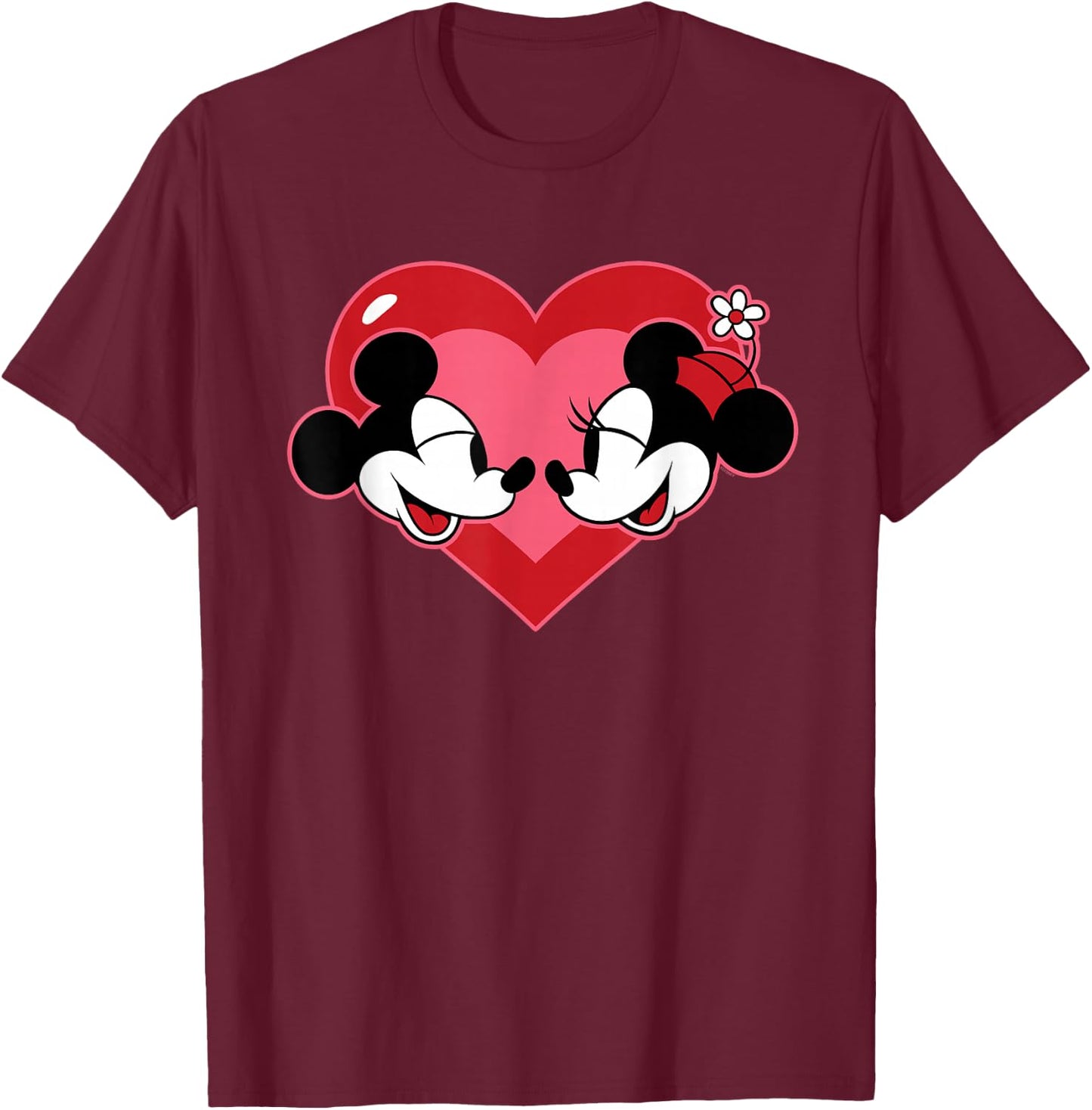 Disney Mickey & Minnie Mouse Heart Valentine’s Day Couple T-Shirt - T-Shirt | Maroon