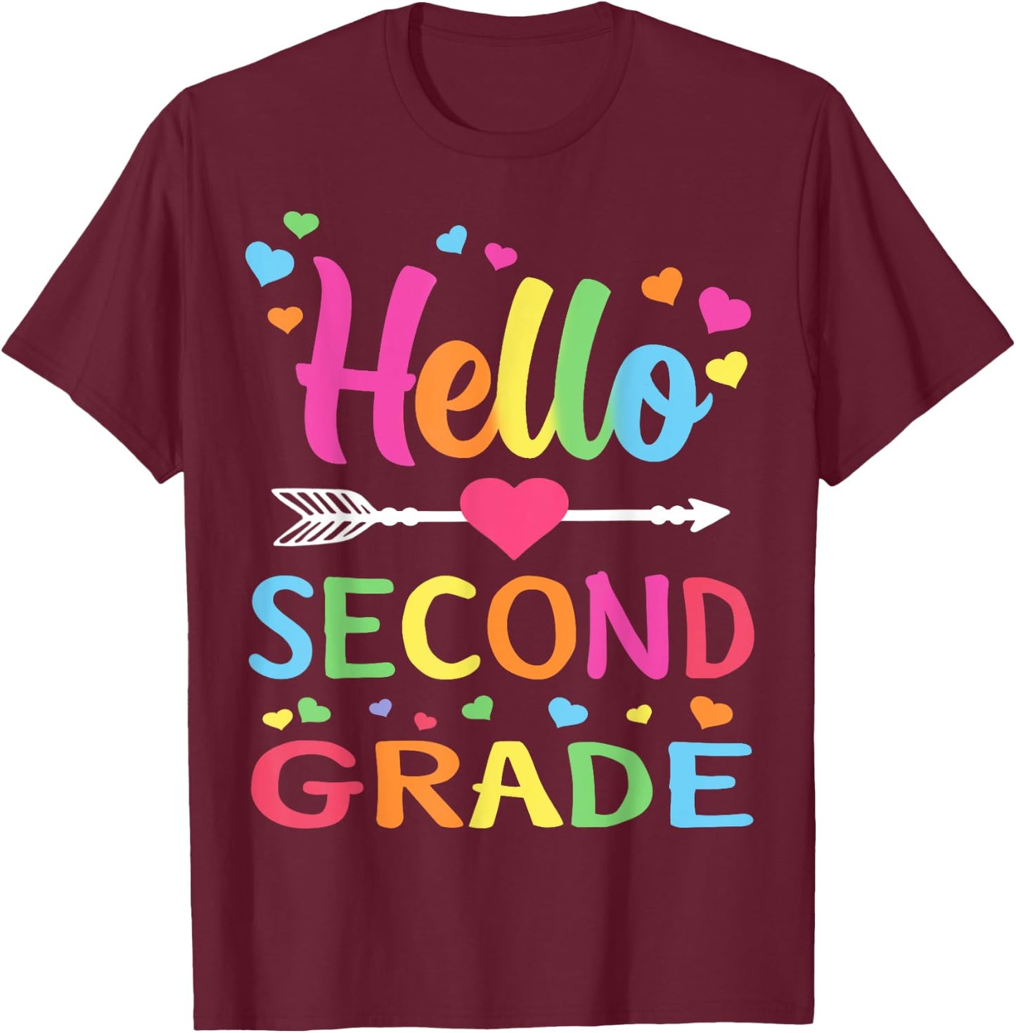 Hello Second Grade Team 2nd Grade Back to School Teacher Kid T-Shirt - T-Shirt | Maroon