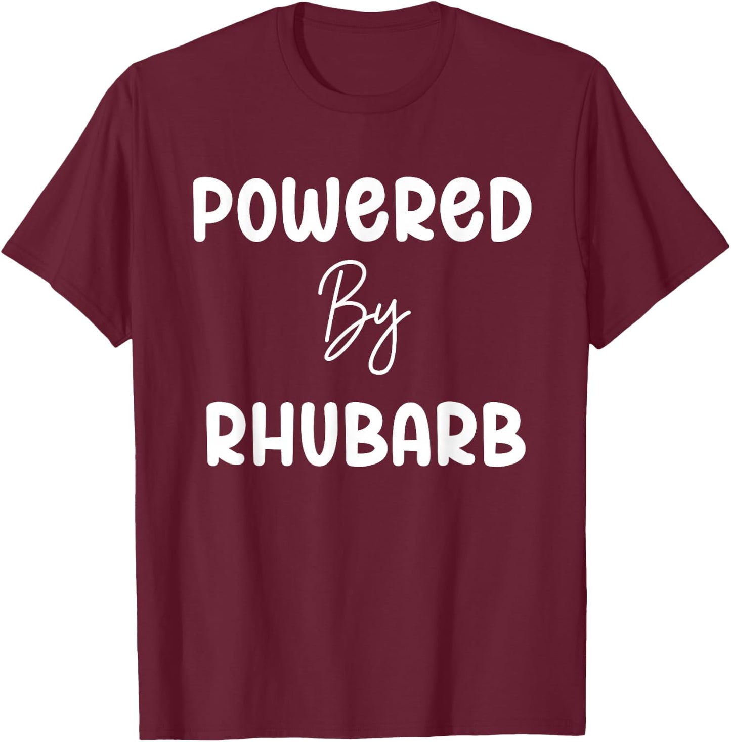 Powered By Rhubarb Retro Vintage Text T-Shirt - T-Shirt | Maroon