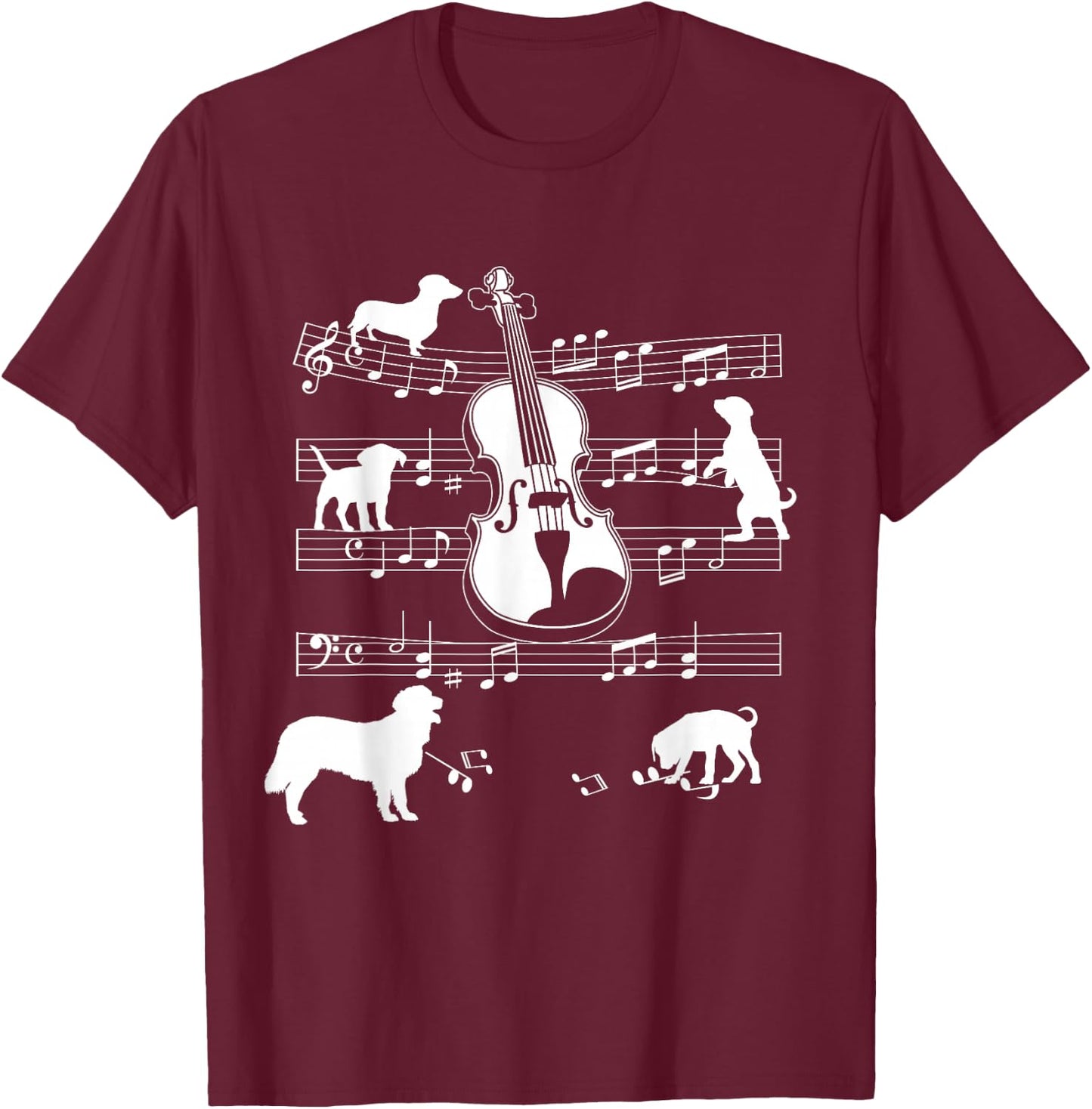 Violin Player Dog for Violinist Dogs and Violin T-Shirt - T-Shirt | Maroon
