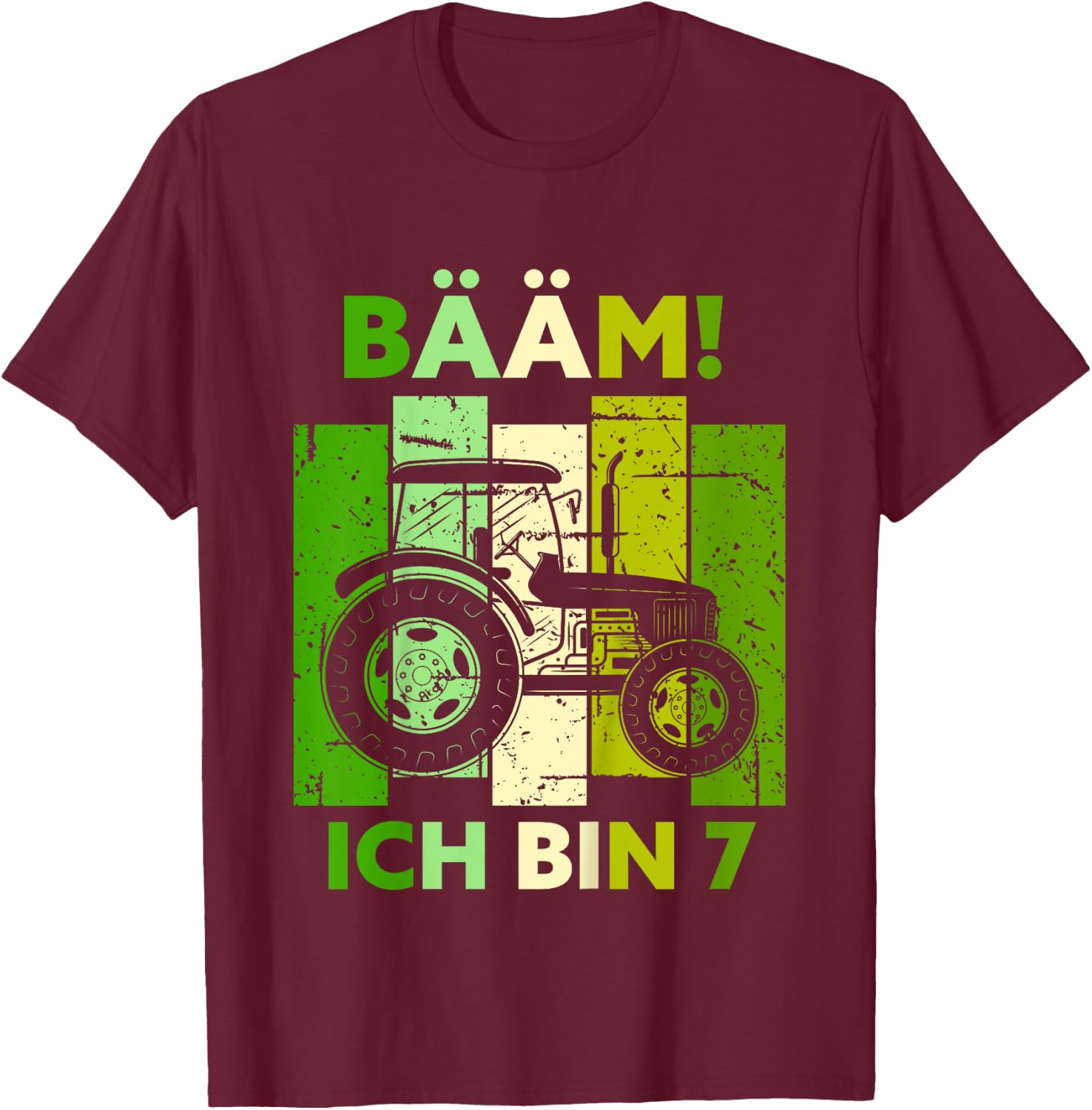 Kinder Bääm! Ich bin 7 Sieben Jahre Junge 7. Geburtstag Traktor T-Shirt - T-Shirt | Maroon