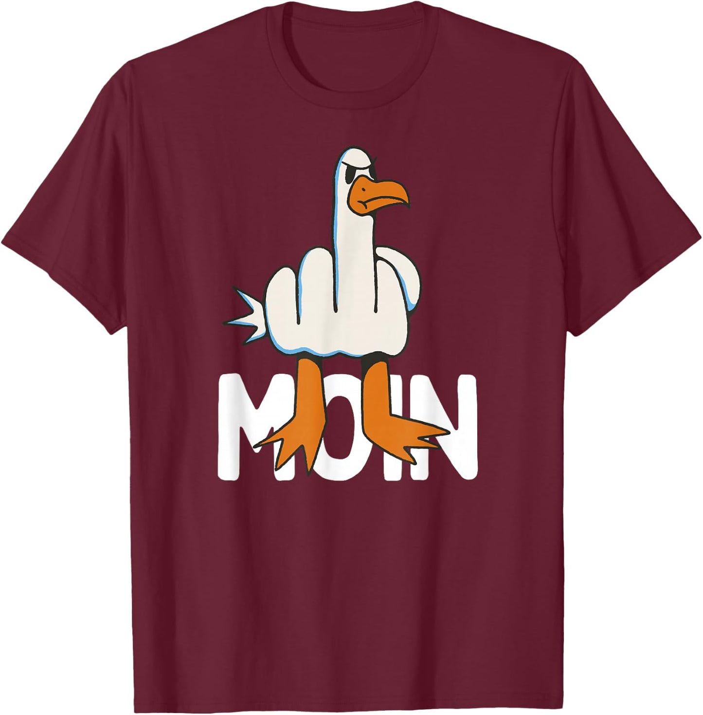 Hamburger Möwe Moin Middle Finger Funny Hamburg , gray T-Shirt - T-Shirt | Maroon