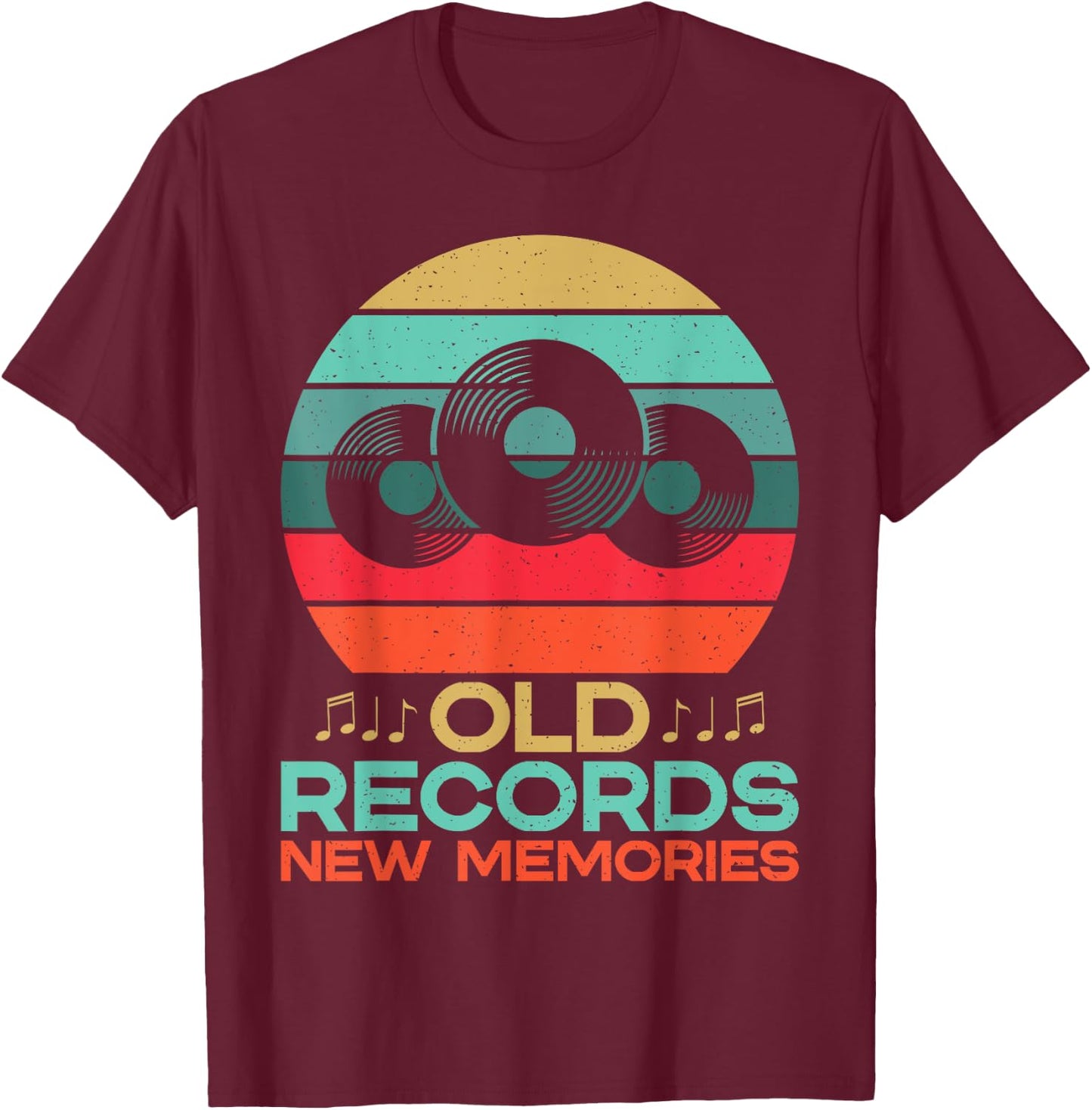 Old Records New Memories Vinyl Records T-Shirt - T-Shirt | Maroon