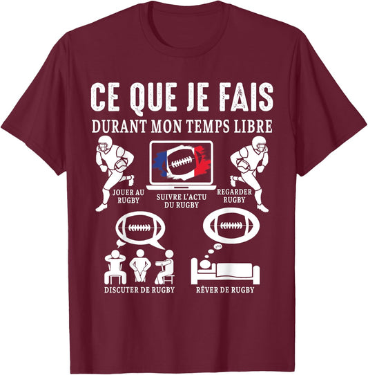 Rugby what I do rugby fan Rugby player france Funny , Black, S T-Shirt - T-Shirt | Maroon