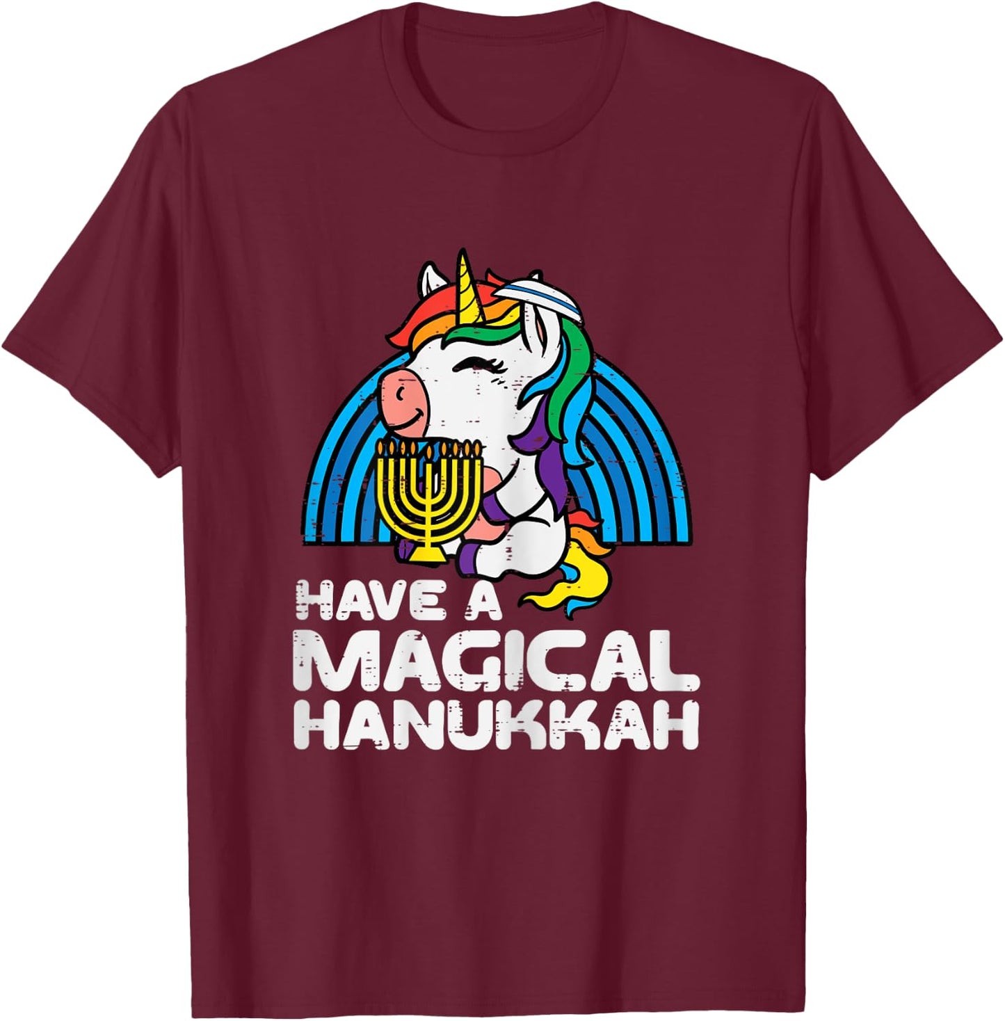 Have Magical Hanukkah Unicorn Chanukah Girls Kids Toddlers T-Shirt - T-Shirt | Maroon