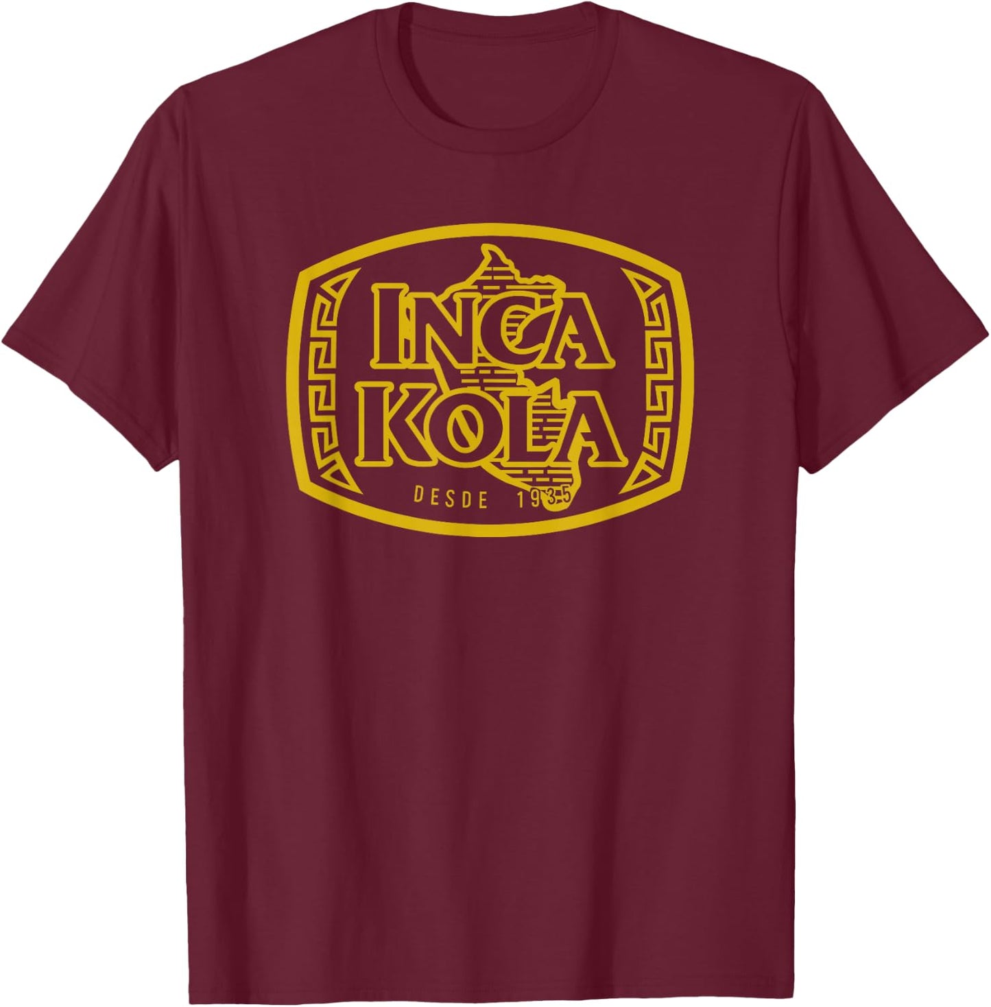 Inca Kola Peru Golden Kola Bubblegum Cream Soda Gold T-Shirt - T-Shirt | Maroon
