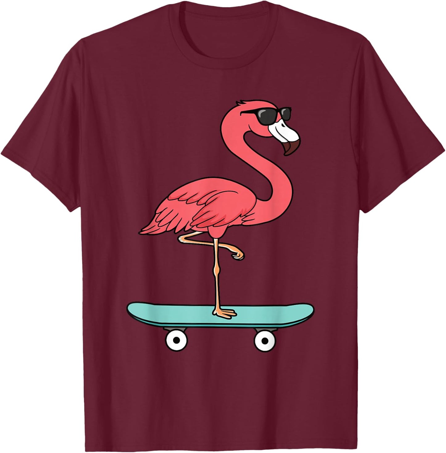 Funny Flamingo Skateboard Cool Flamingo Lover Men Boys Kids T-Shirt - T-Shirt | Maroon