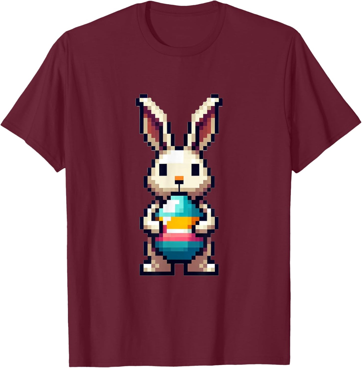 Süßer Pixel Osterhase Frohe Ostern Gamer Erwachsene Kinder T-Shirt - T-Shirt | Maroon