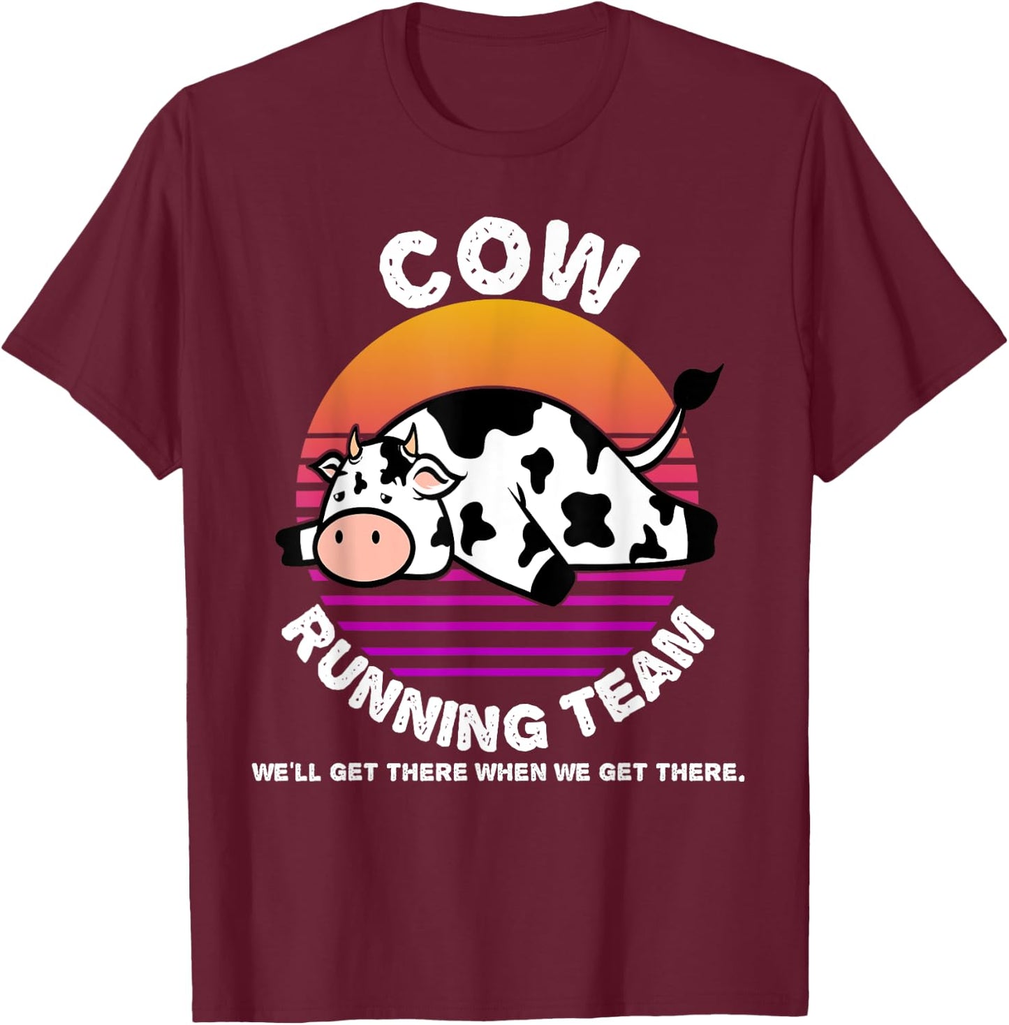 Funny Dairy Cow Running Team Shirt Kids Men Women Gift T-Shirt - T-Shirt | Maroon