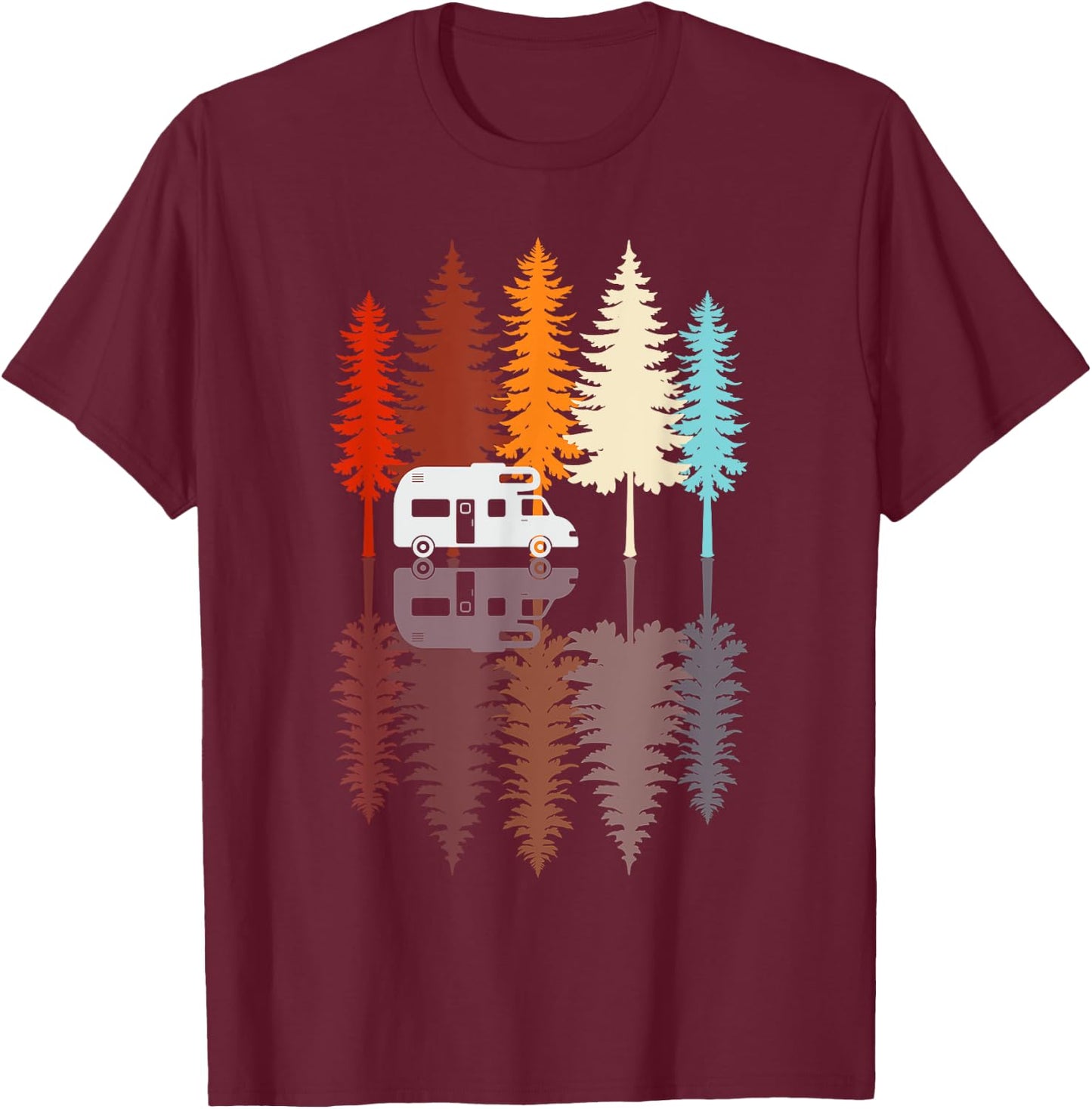 Retro Vintage Camping Adventure Nature Outdoor , black T-Shirt - T-Shirt | Maroon