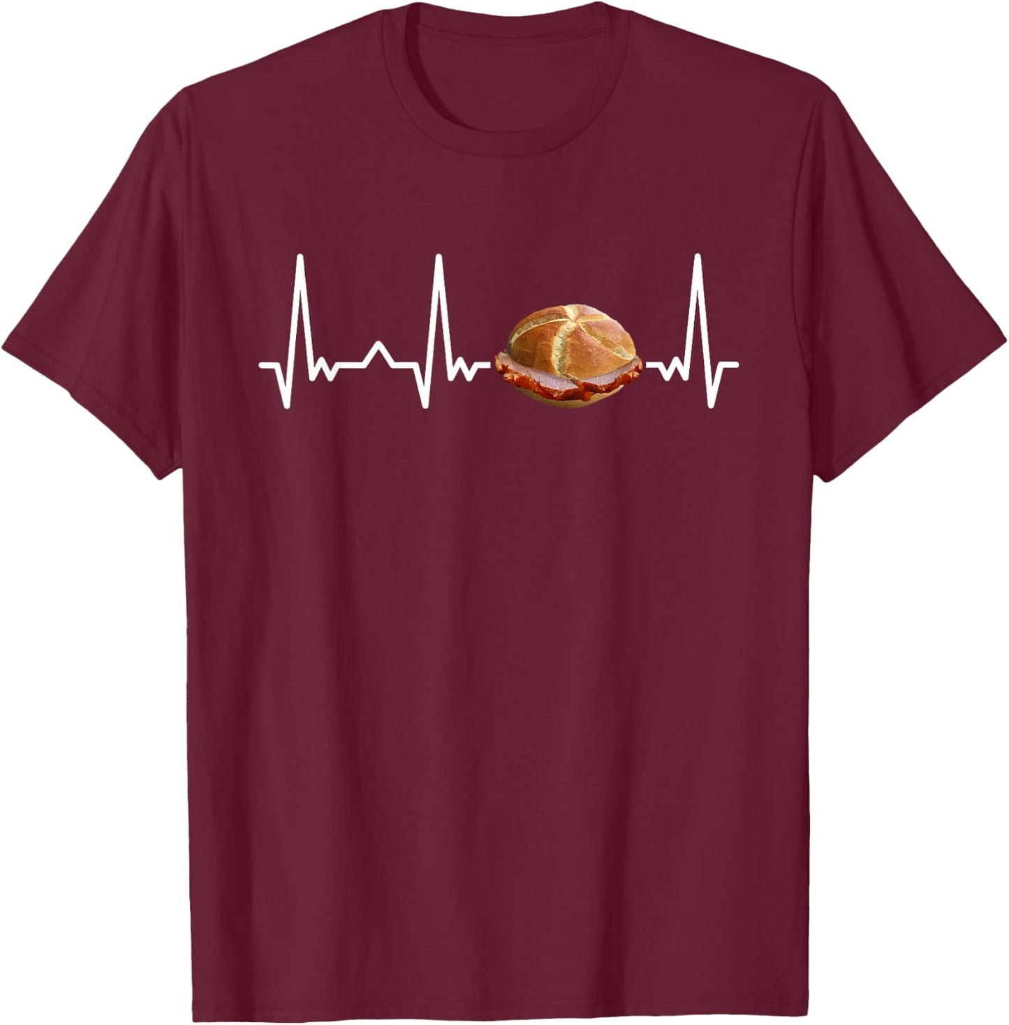 Leberkäse Herzschlag Bayern ECG Leberkas Lebakas , black T-Shirt - T-Shirt | Maroon
