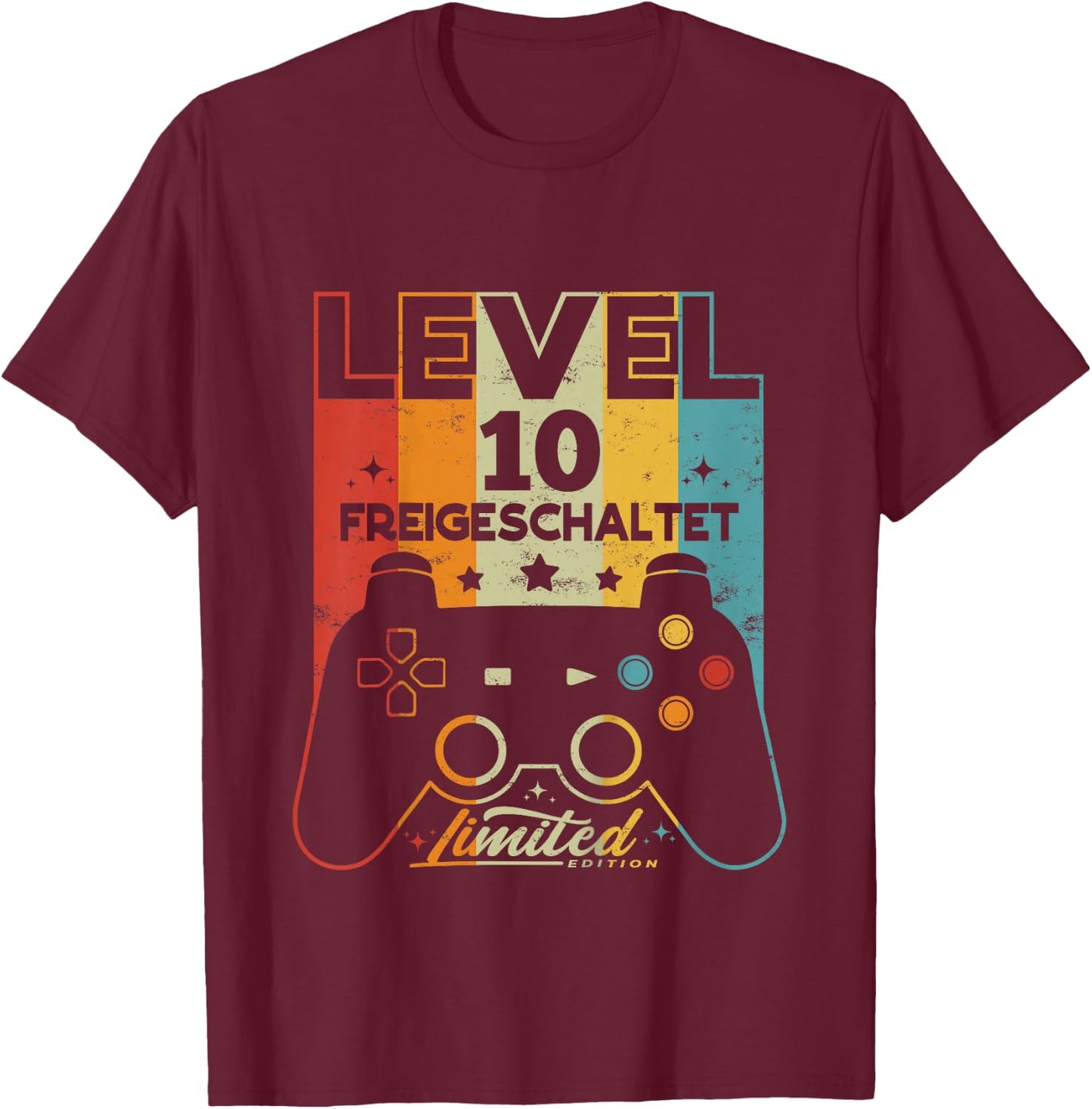 Children's 10 Years Boy Girl Gamer Born 2012 10th Birthday , black, 80 T-Shirt - T-Shirt | Maroon