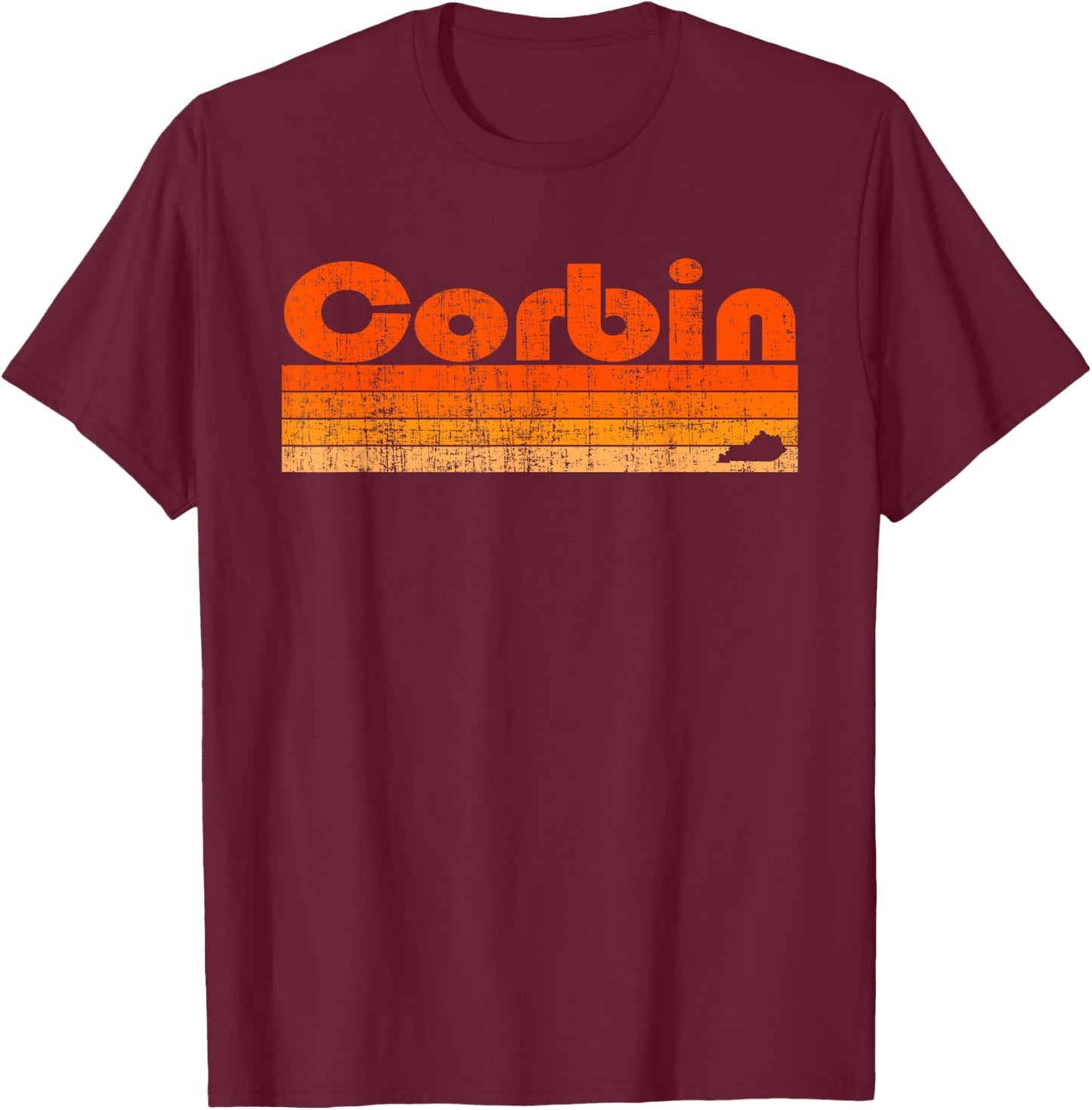 Corbin, Kentucky Retro 80s Style T-Shirt - T-Shirt | Maroon