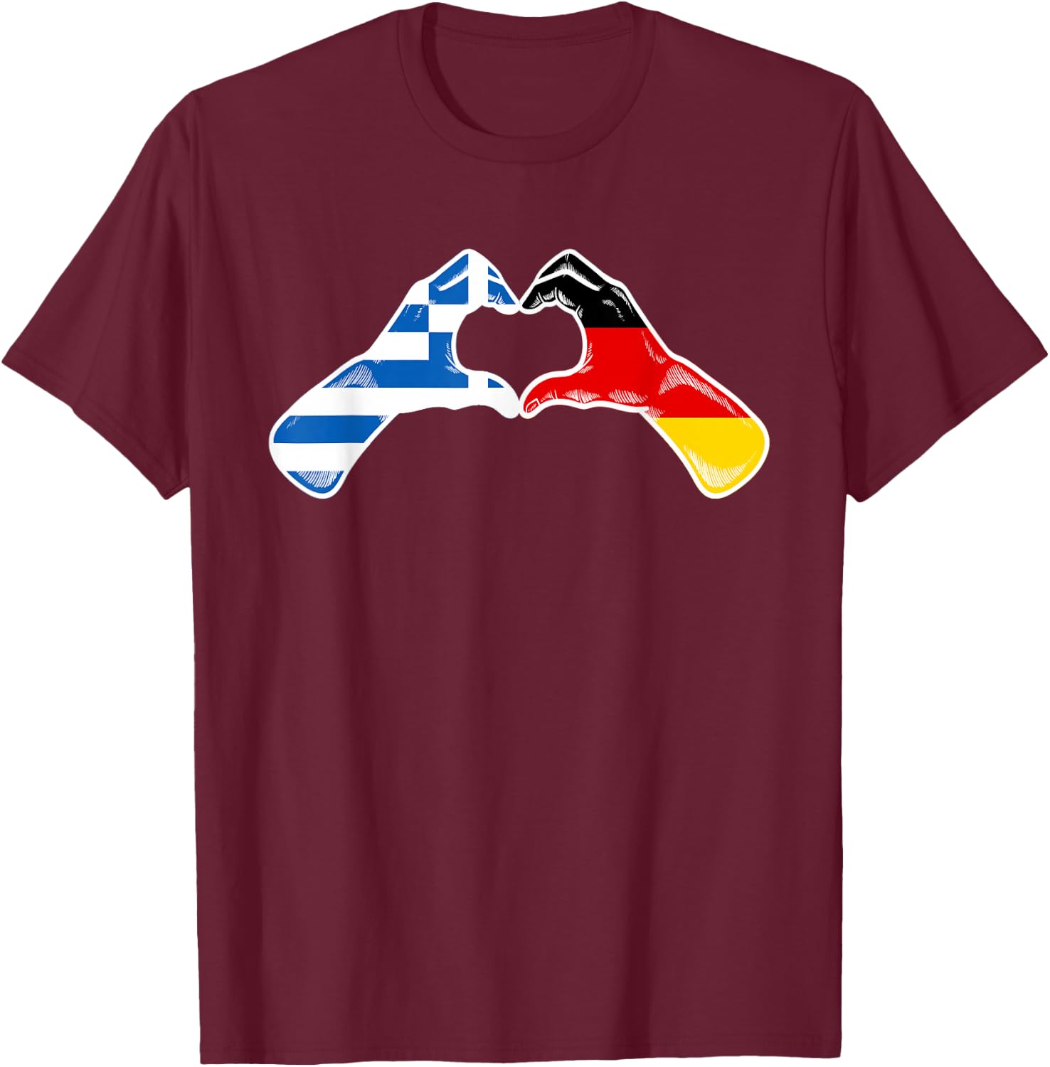 Griechenland Deutschland Flagge - Griechisches Deutsches Herz T-Shirt - T-Shirt | Maroon