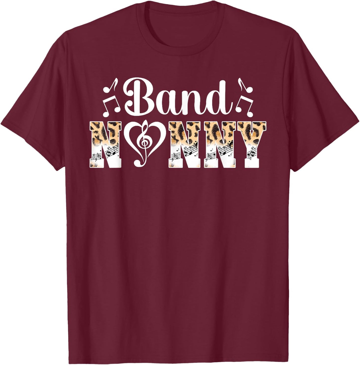 Band Nanny Leopard Marching Band Nanny Grandma T-Shirt - T-Shirt | Maroon