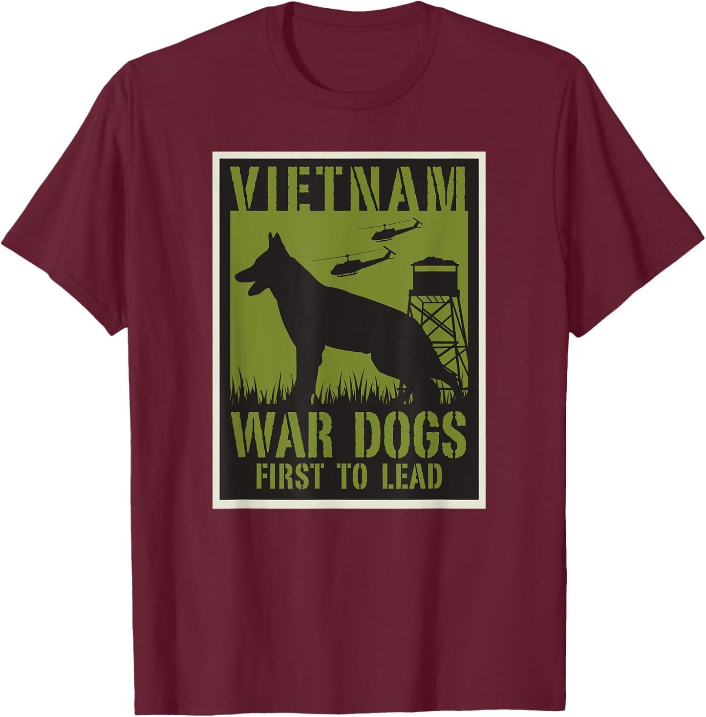 Vietnam War Dogs , Black, S T-Shirt - T-Shirt | Maroon