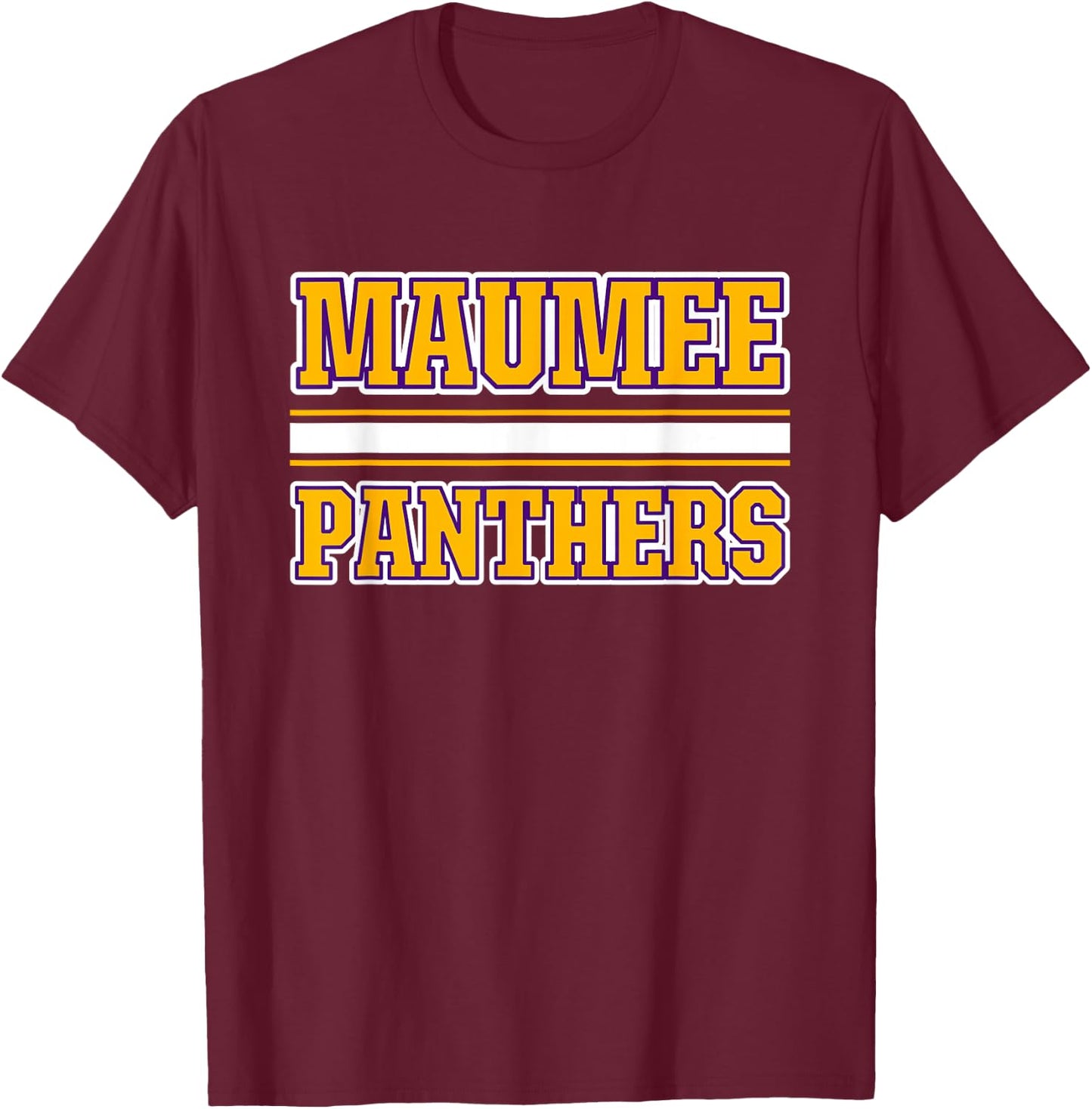 Maumee Panthers Horizontal Stripes T-Shirt - T-Shirt | Maroon