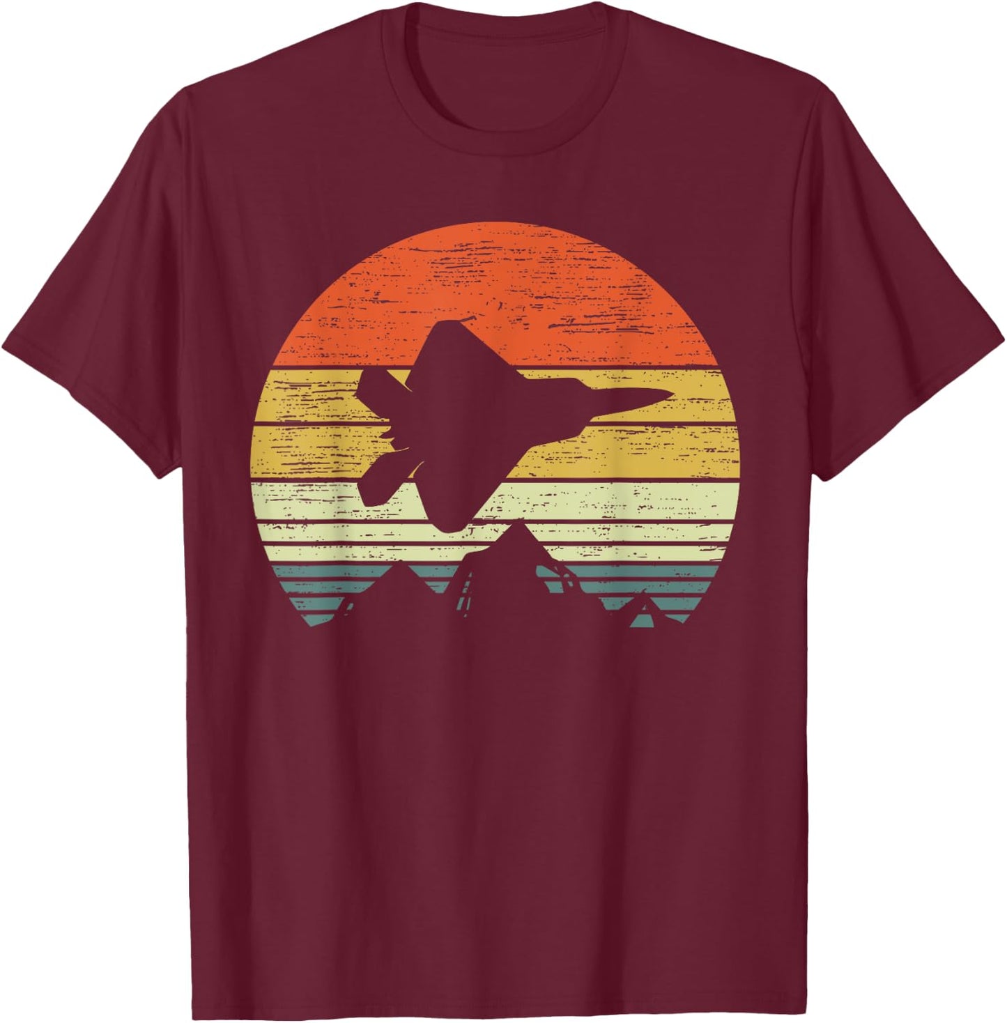F-22 Sunset vieilli | Vétéran de chasse vintage T-Shirt - T-Shirt | Maroon