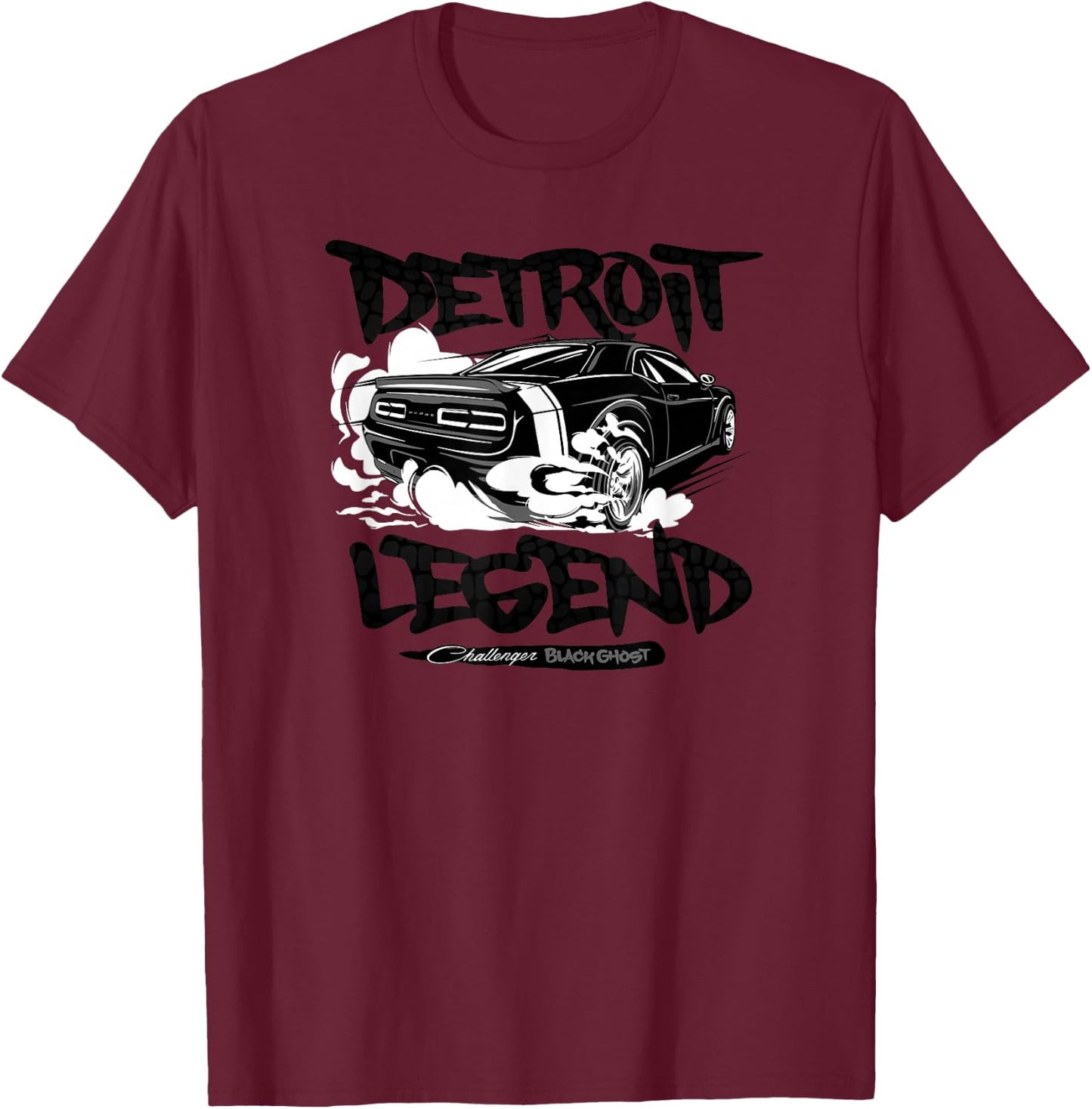 Dodge Challenger Black Ghost, Legend of Detroit , grey, S T-Shirt - T-Shirt | Maroon