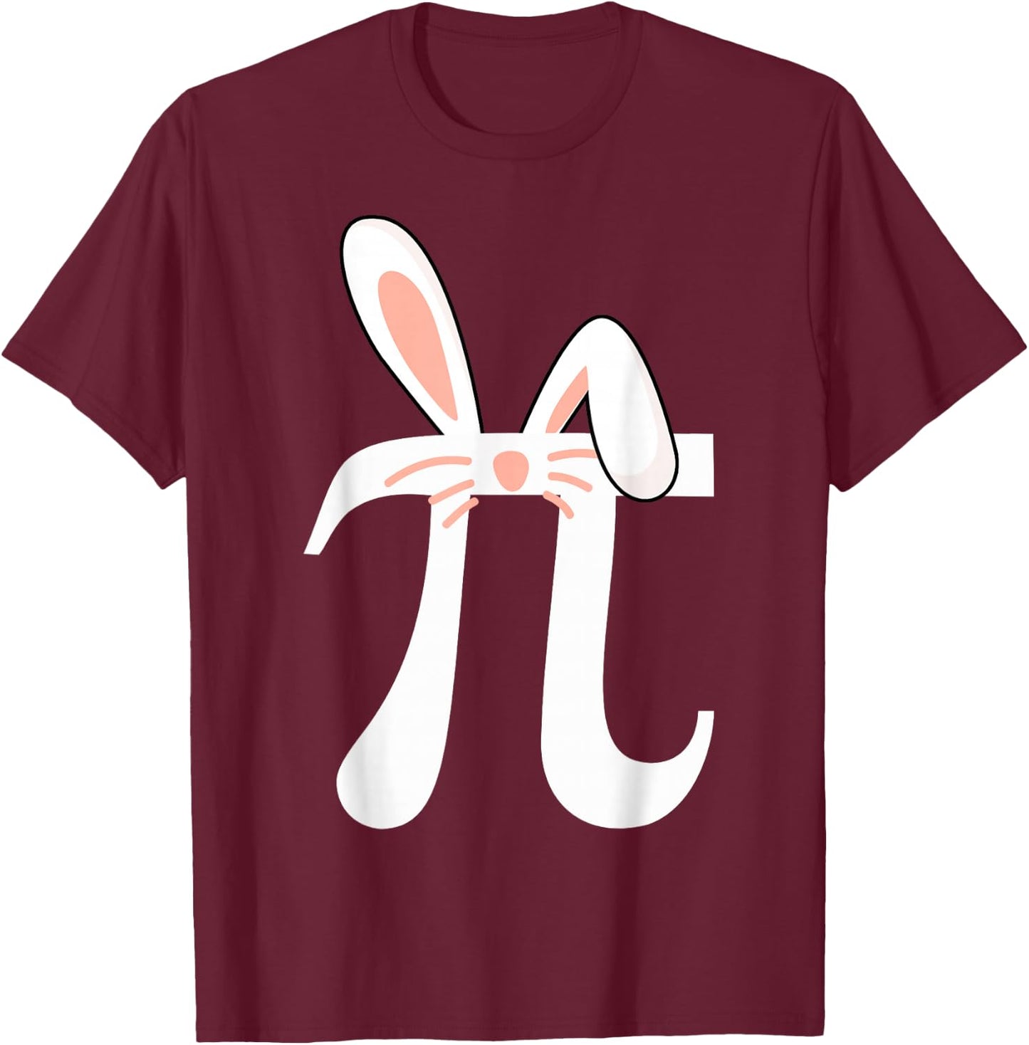 Pi Symbol Easter Bunny Rabbit Ears Easter Day Math Teachers T-Shirt - T-Shirt | Maroon