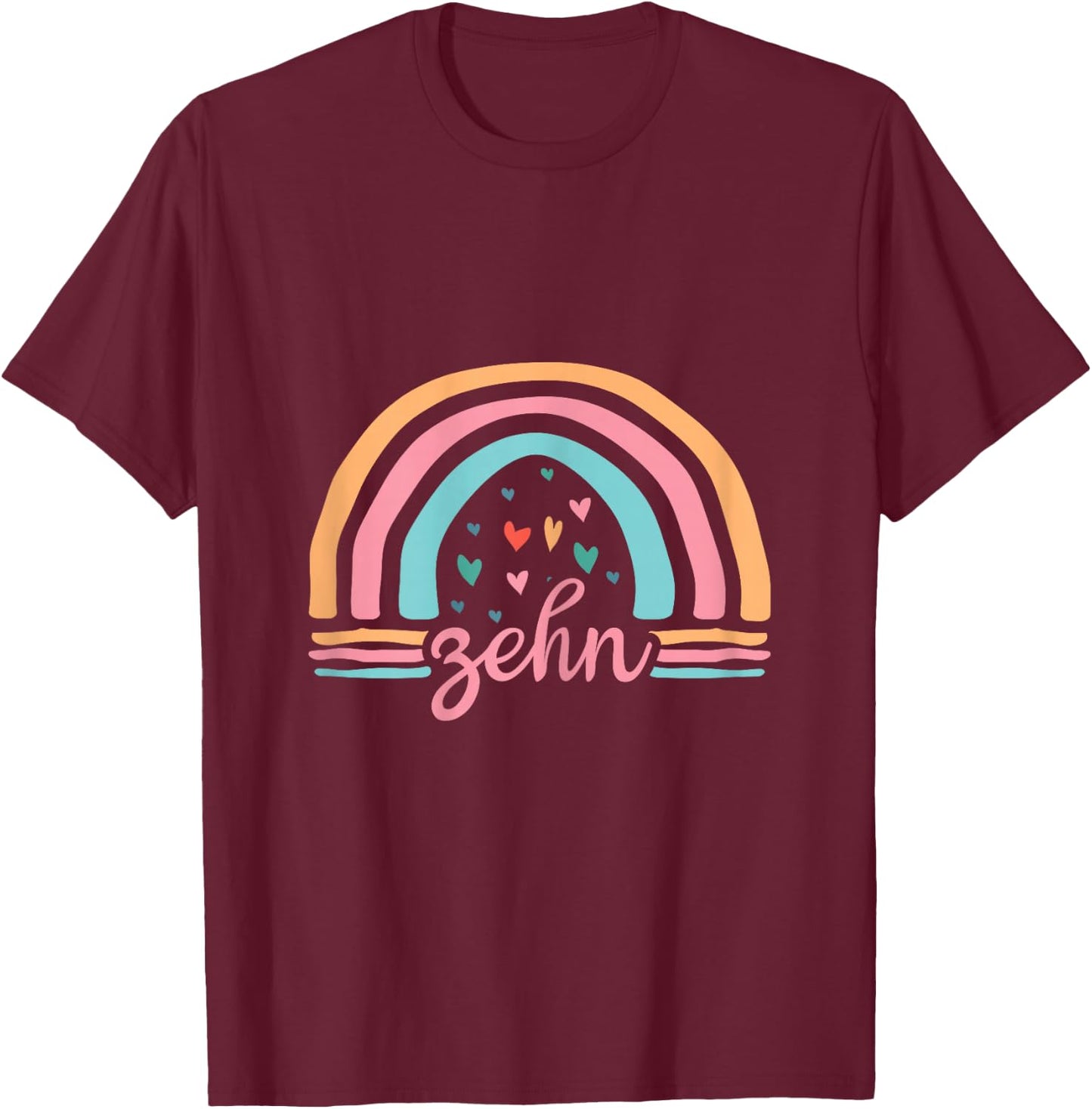 10. Geburtstag süßes Regenbogen Mädchen 10 Jahre alt T-Shirt - T-Shirt | Maroon