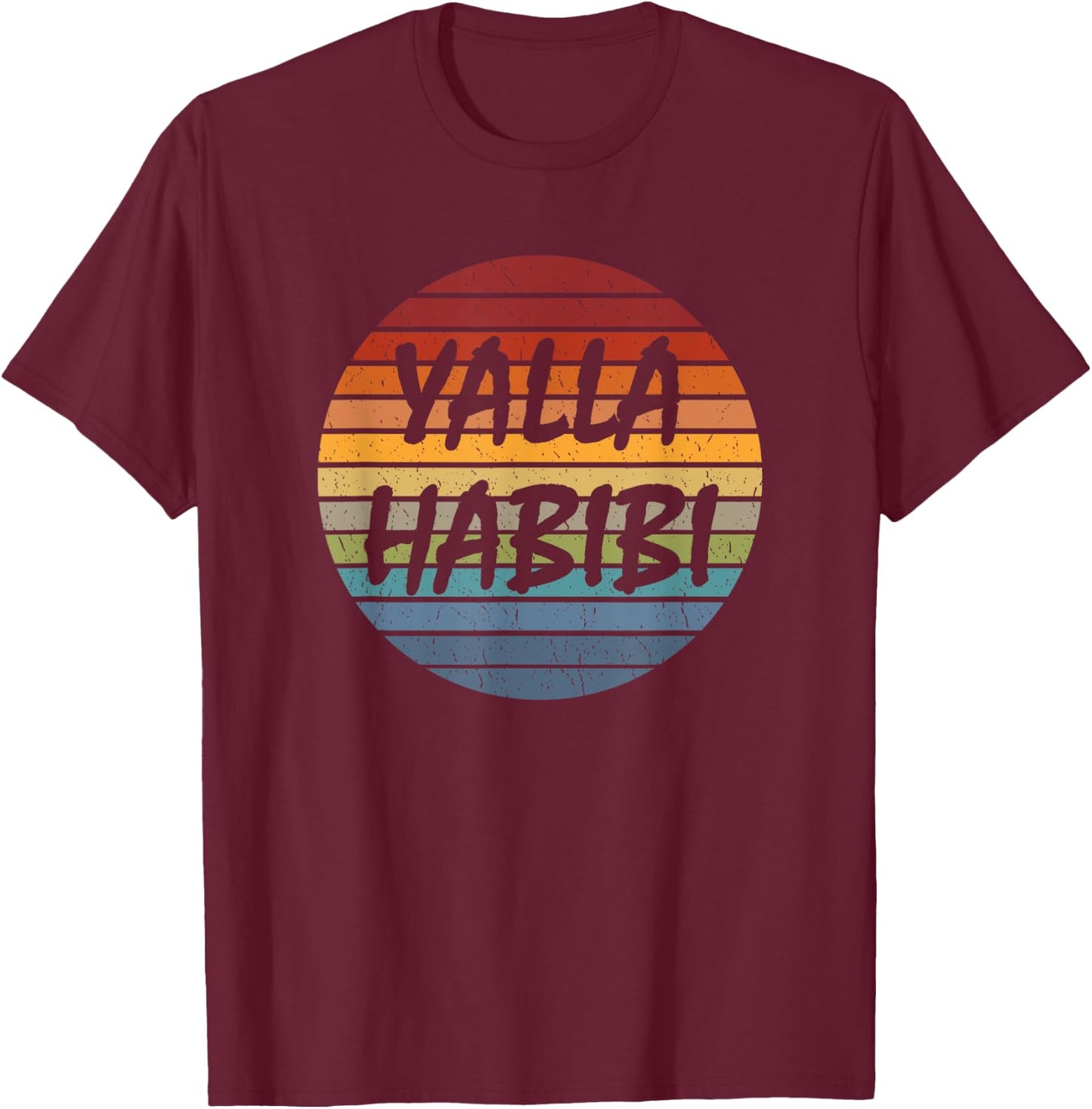 Vintage Yallah Habibi Arabic Designs & Gifts Retro Arab Sweetheart Islam Muslim -Adults Black Small T-Shirt - T-Shirt | Maroon