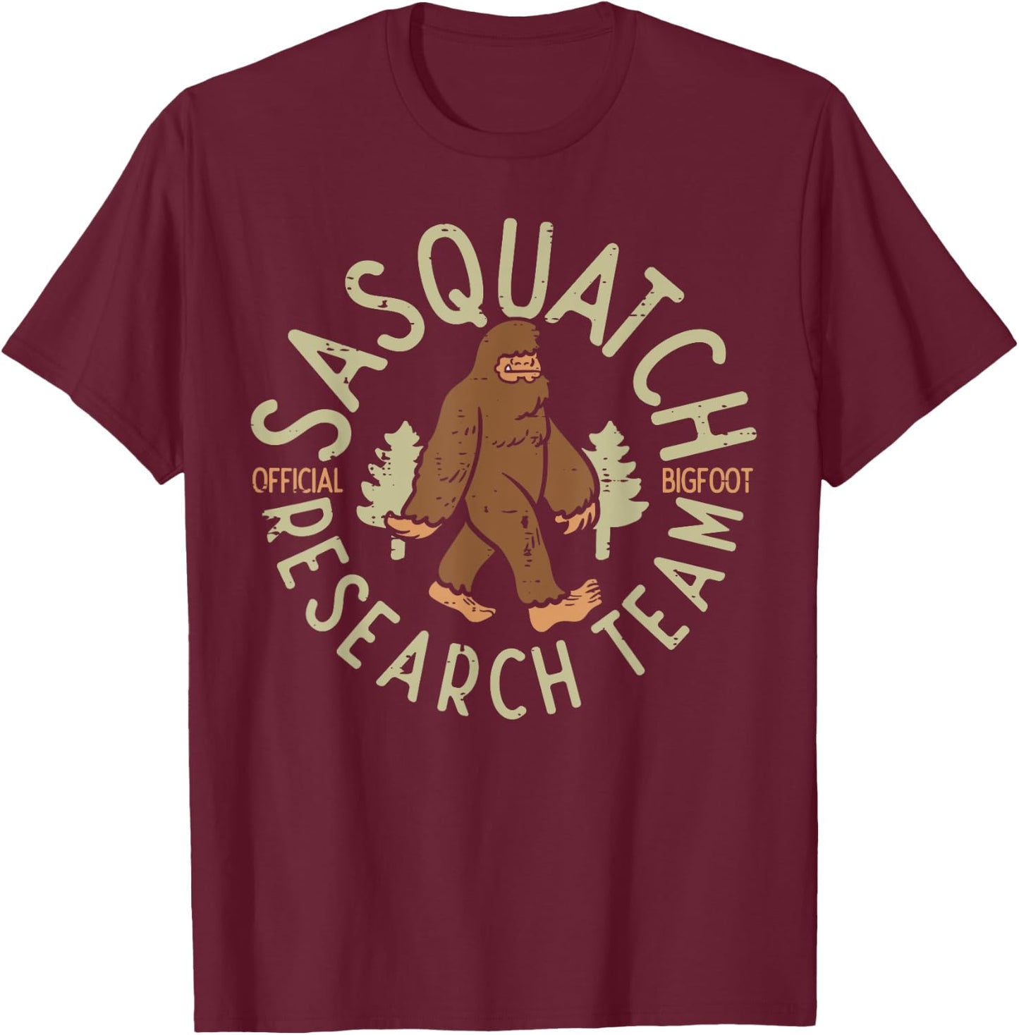Camping Sasquatch Research Team Bigfoot Camper Men Women Kid T-Shirt - T-Shirt | Maroon