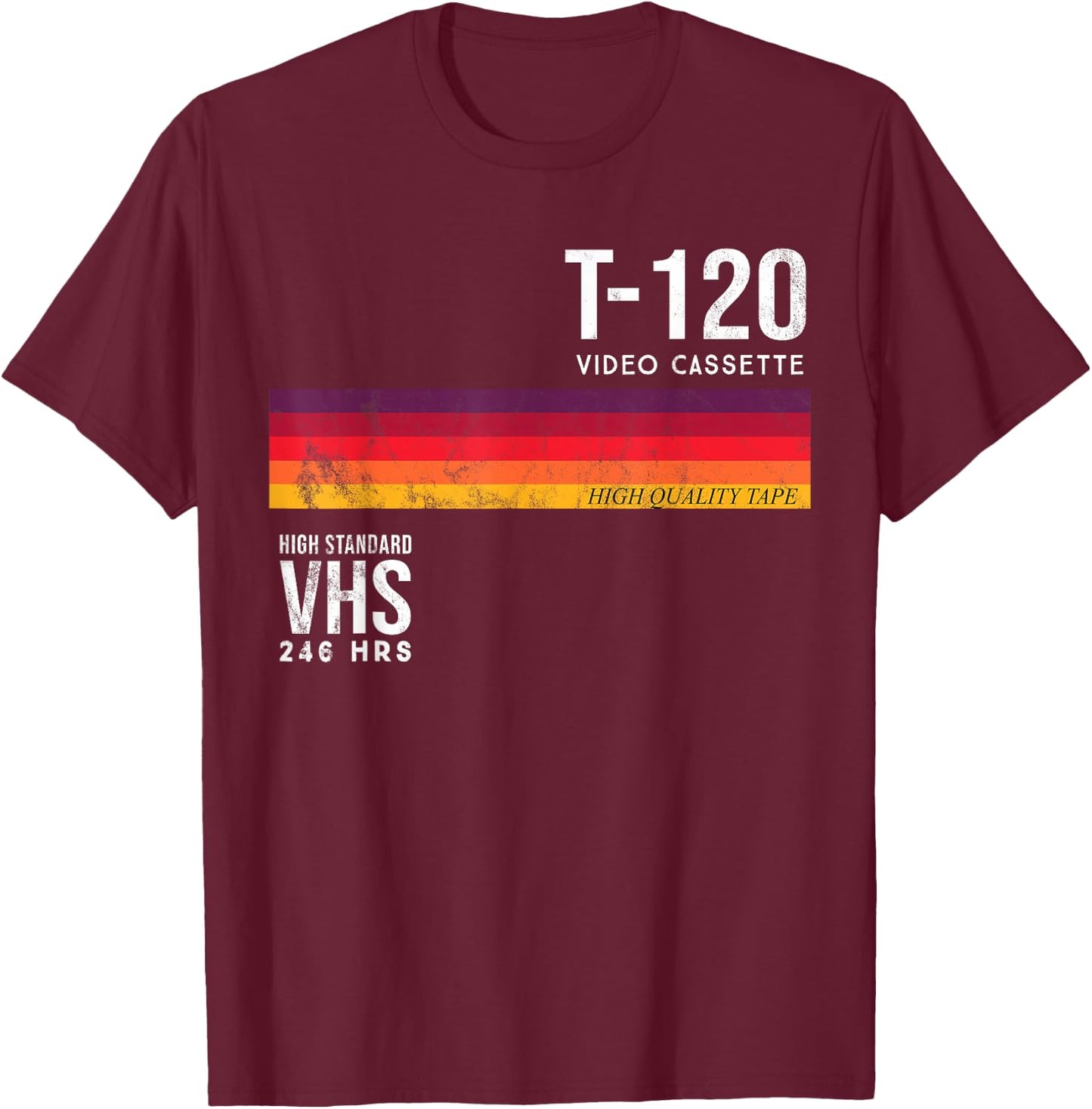 Vintage 80s Video Cassette Tape VHS , black T-Shirt - T-Shirt | Maroon