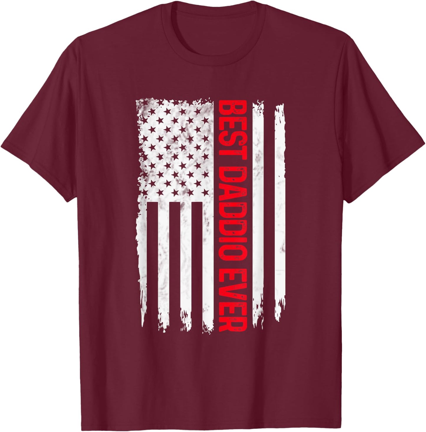 Best Daddio Ever American flag Funny Papa Grandpa T-Shirt - T-Shirt | Maroon
