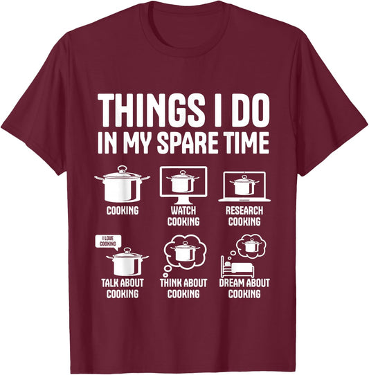 Funny Chef Cooking Spare Time T-Shirt - T-Shirt | Maroon