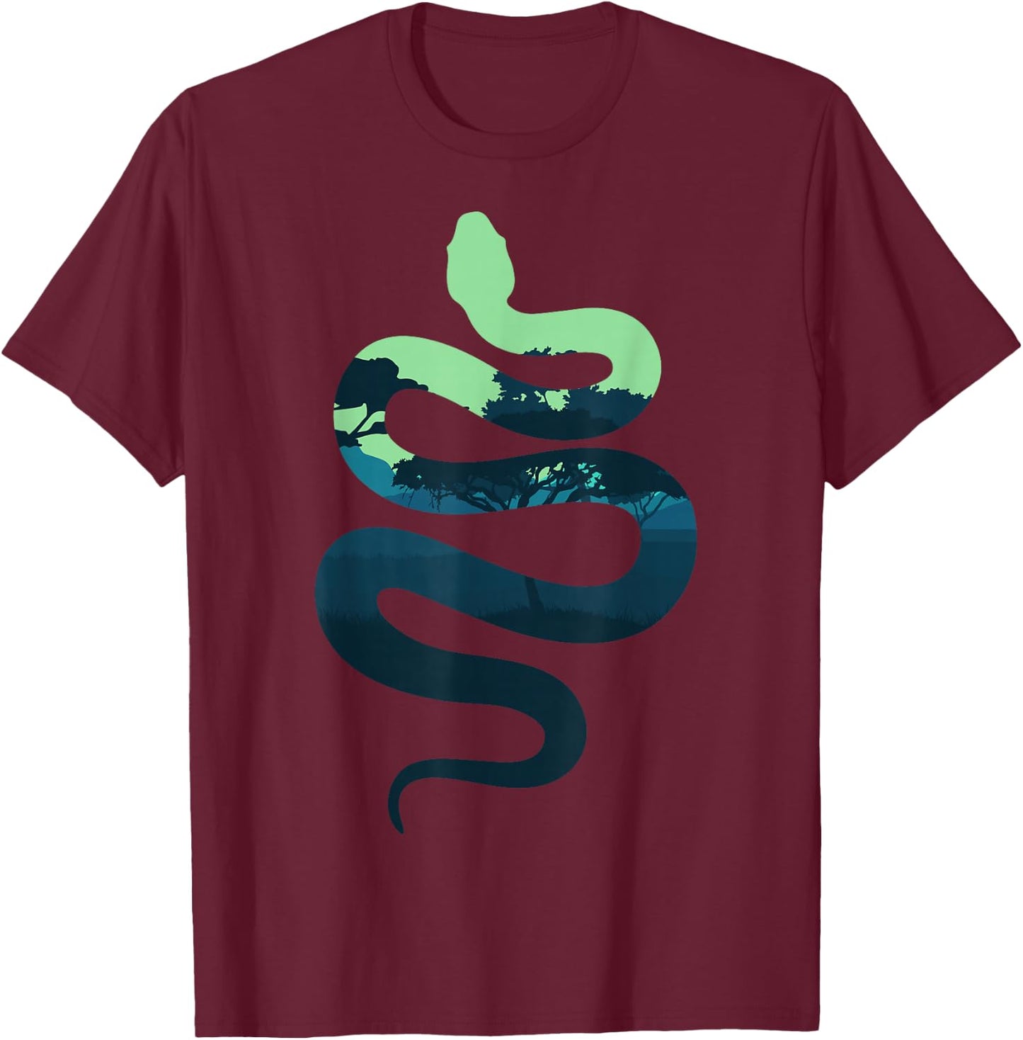 Sustainability, Climate Change and Protection Tierliebhaber in der Natur mit Silhouette der Schlange für Kinder und Erwachsene, Schwarz, S T-Shirt - T-Shirt | Maroon