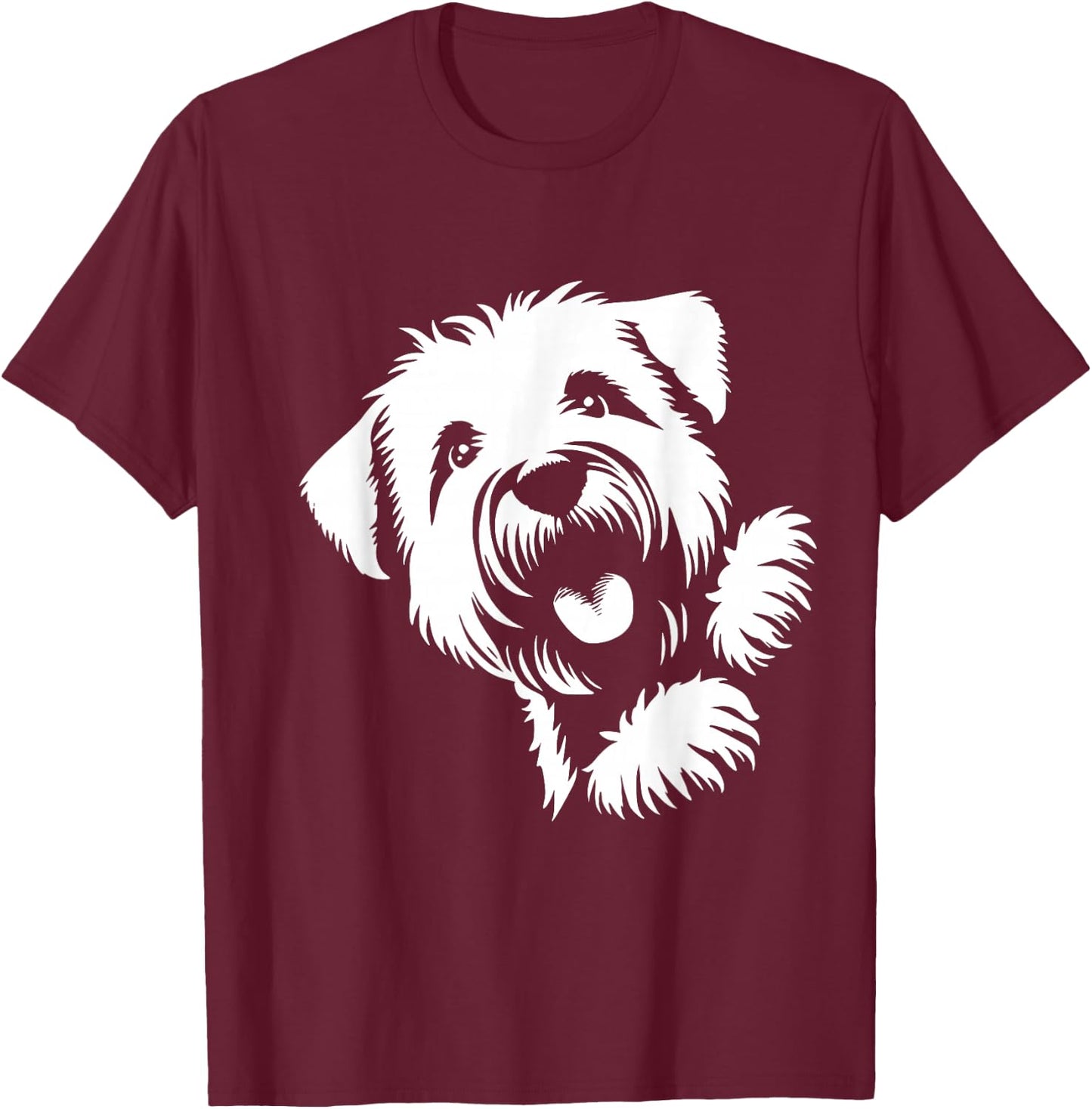 Soft Coated Wheaten Terrier Peeking Dog Graphic Design , Small, Black T-Shirt - T-Shirt | Maroon