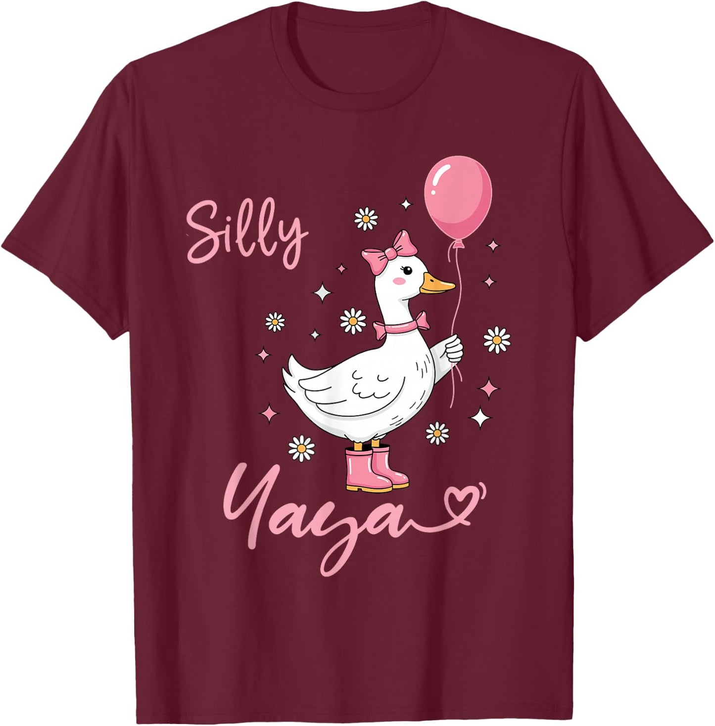 Silly Yaya Cute Goose Grandmother Family Matching Birthday T-Shirt - T-Shirt | Maroon