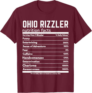 Ohio RIzzler Nutrition Facts Meme Rizz Internet Memes Gen Z T-Shirt - T-Shirt | Maroon