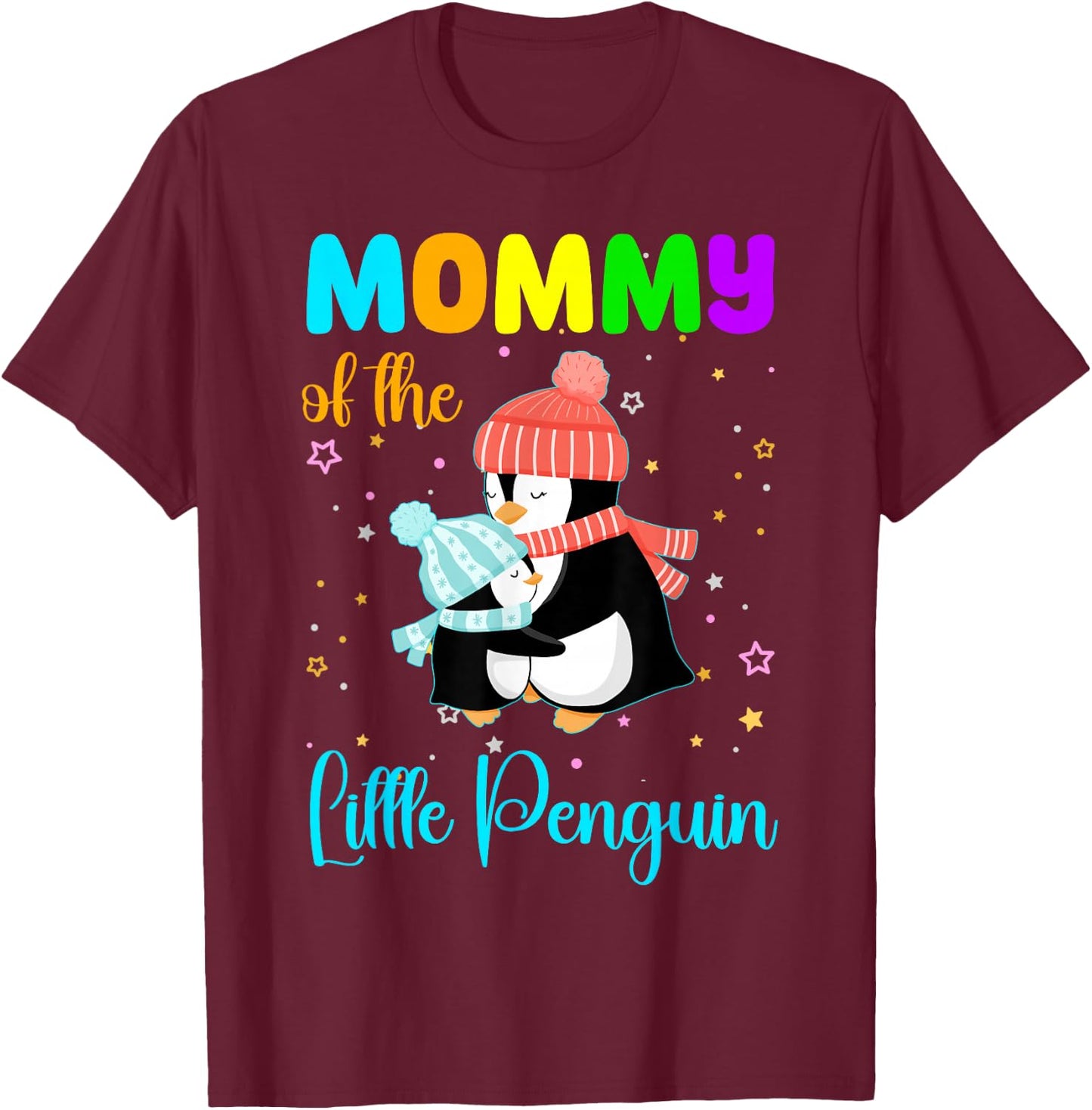Mommy Of Little Penguin Birthday Family Matching T-Shirt - T-Shirt | Maroon