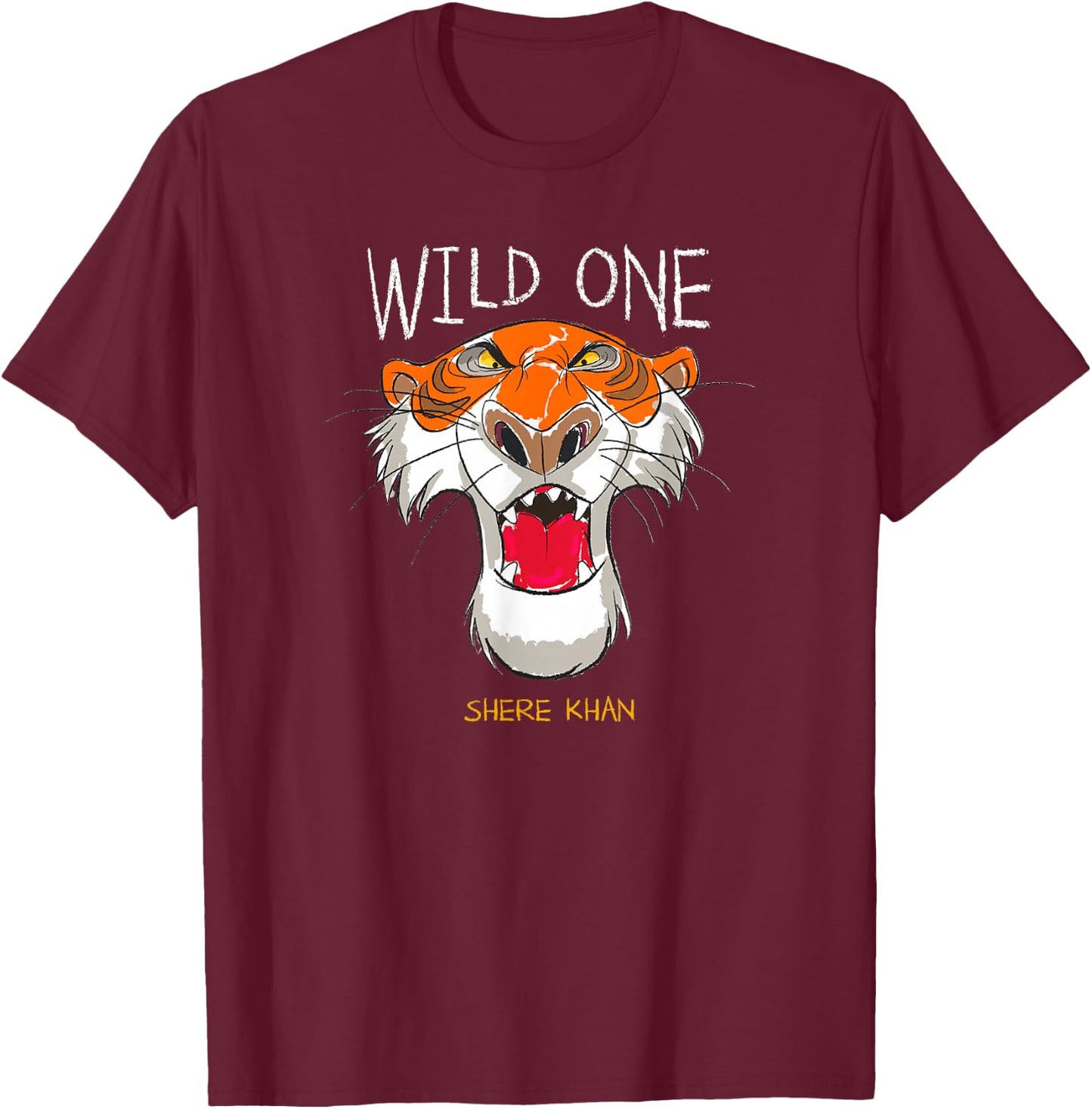Disney The Jungle Book Shere Khan Wild One Big Face Poster T-Shirt - T-Shirt | Maroon