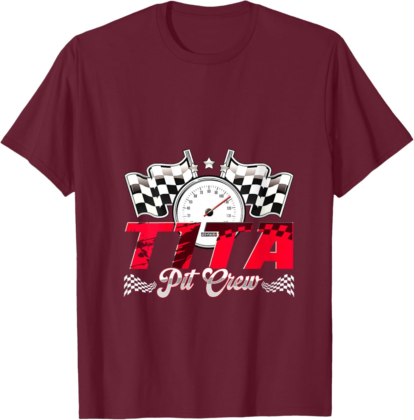 Race Car Birthday Party Racing Family Tita Pit Crew V-Neck T-Shirt - T-Shirt | Maroon