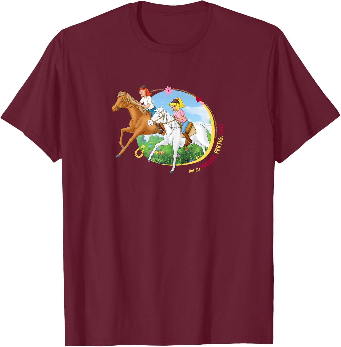 Bibi & Tina - Pferderennen T-Shirt - T-Shirt | Maroon