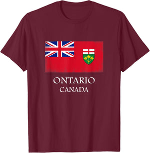 Ontario Canada Flag Province Vintage Canadian Day T-Shirt - T-Shirt | Maroon