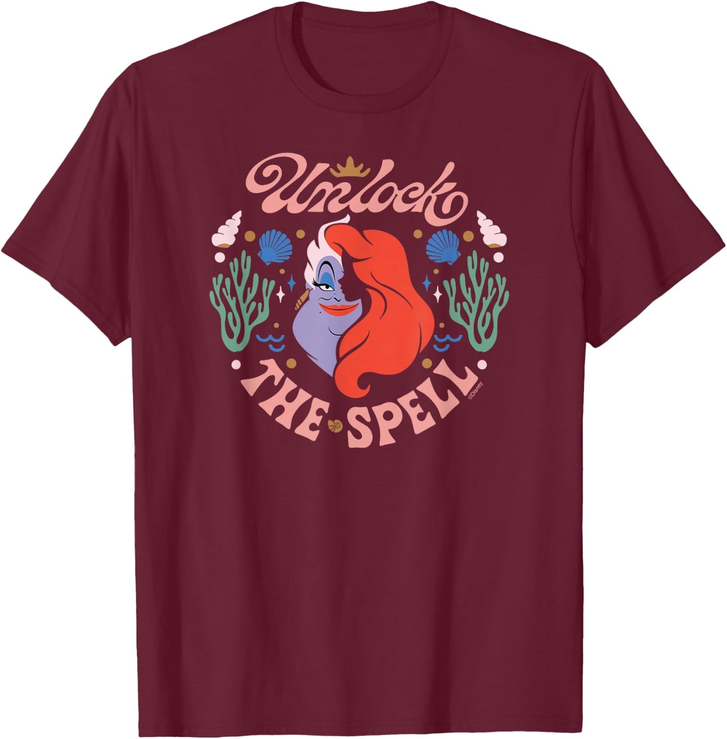 Disney The Little Mermaid Ariel and Ursula Unlock the Spell T-Shirt - T-Shirt | Maroon