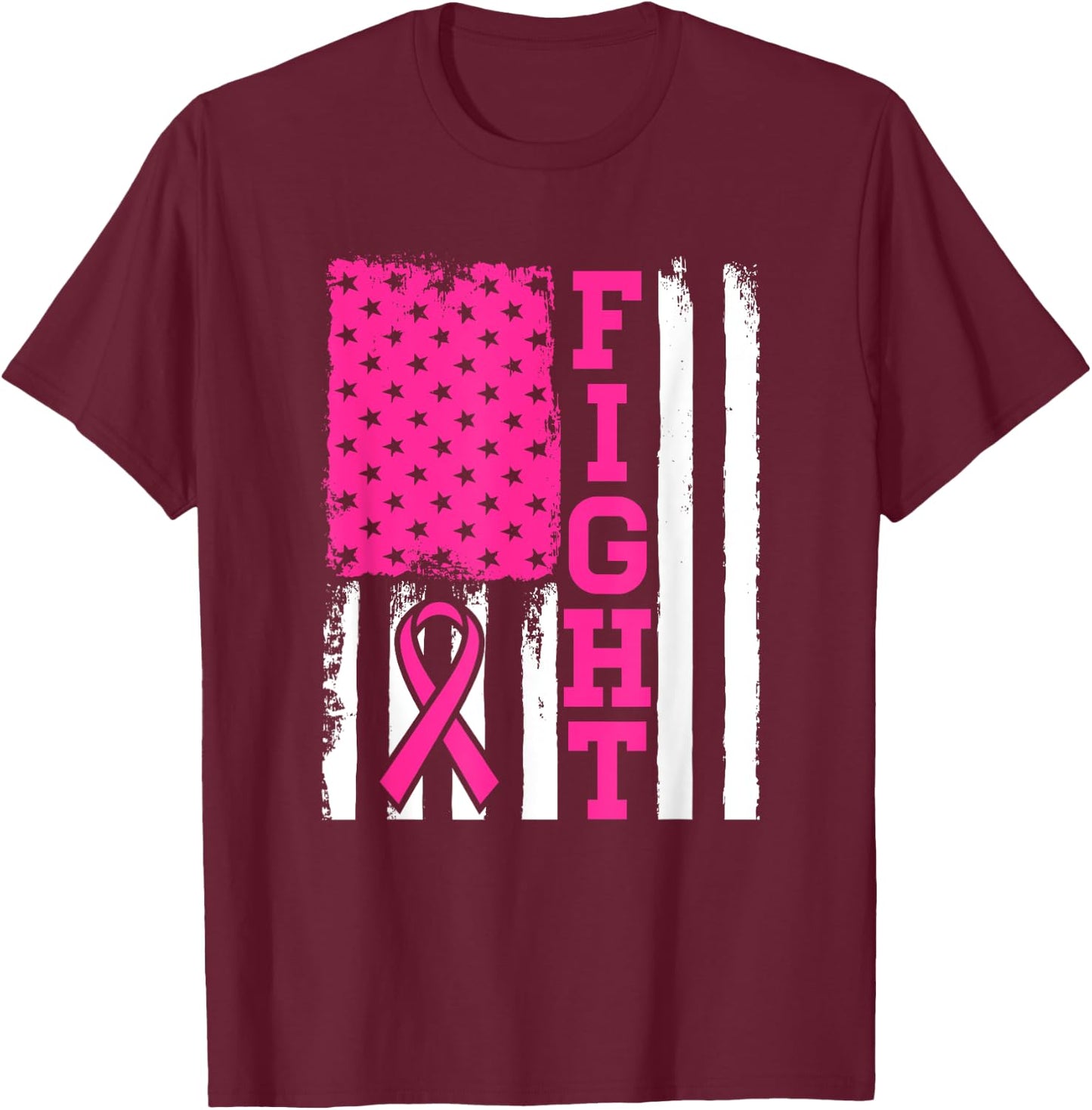 Fight Flag - Breast Cancer Awareness Shirt Gift T-Shirt - T-Shirt | Maroon