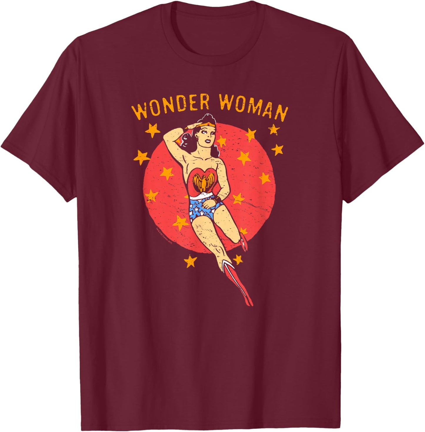 Wonder Woman Retro Wonder Circle T-Shirt - T-Shirt | Maroon