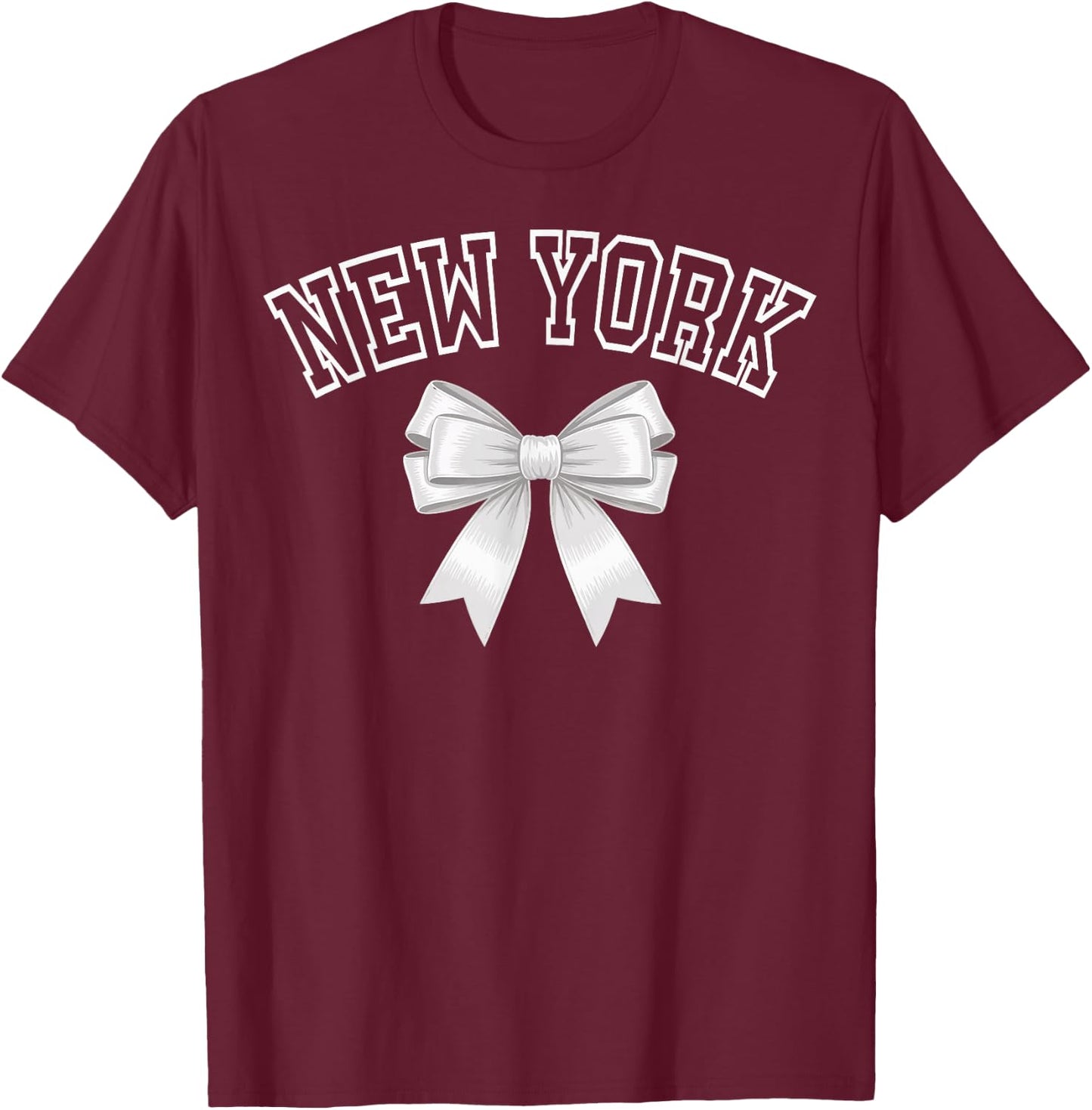 NEW YORK Coquette Bow Hometown Pride Girls T-Shirt - T-Shirt | Maroon