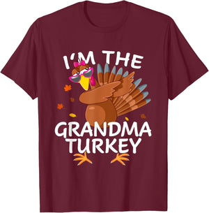 Grandma Turkey Matching Outfit Thanksgiving Pajamas Family T-Shirt - T-Shirt | Maroon