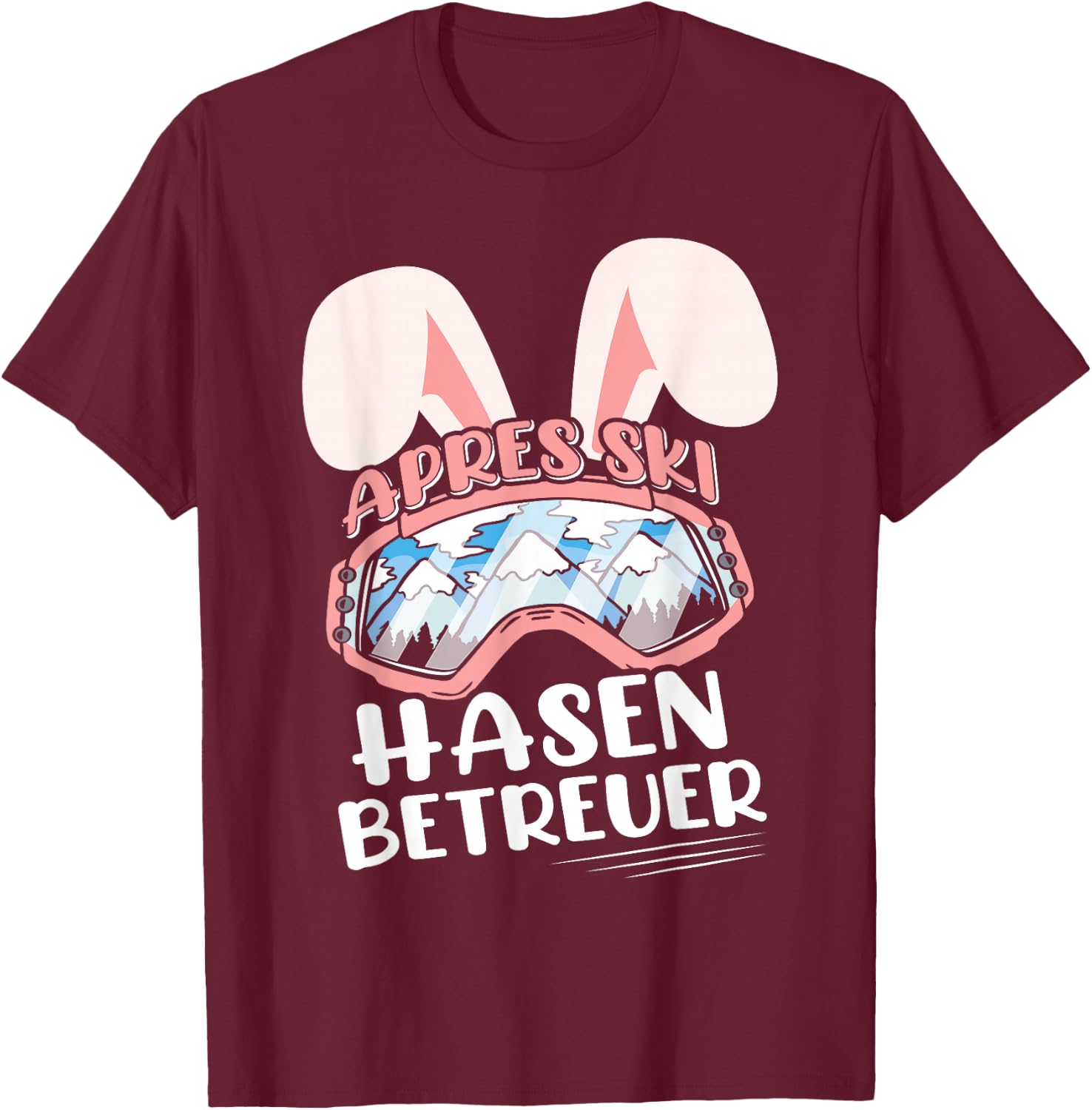 Apres-Ski Rabbit Caregiver Ski Rabbit Ski Party , black T-Shirt - T-Shirt | Maroon