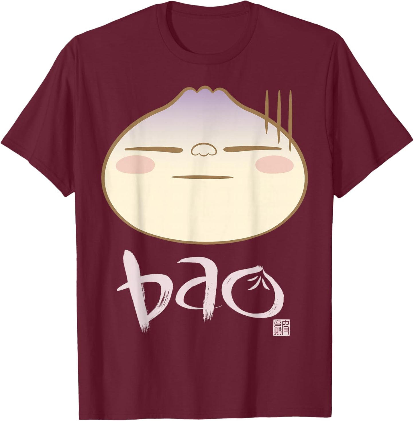 Disney Pixar Bao Dumpling Face Graphic T-Shirt - T-Shirt | Maroon
