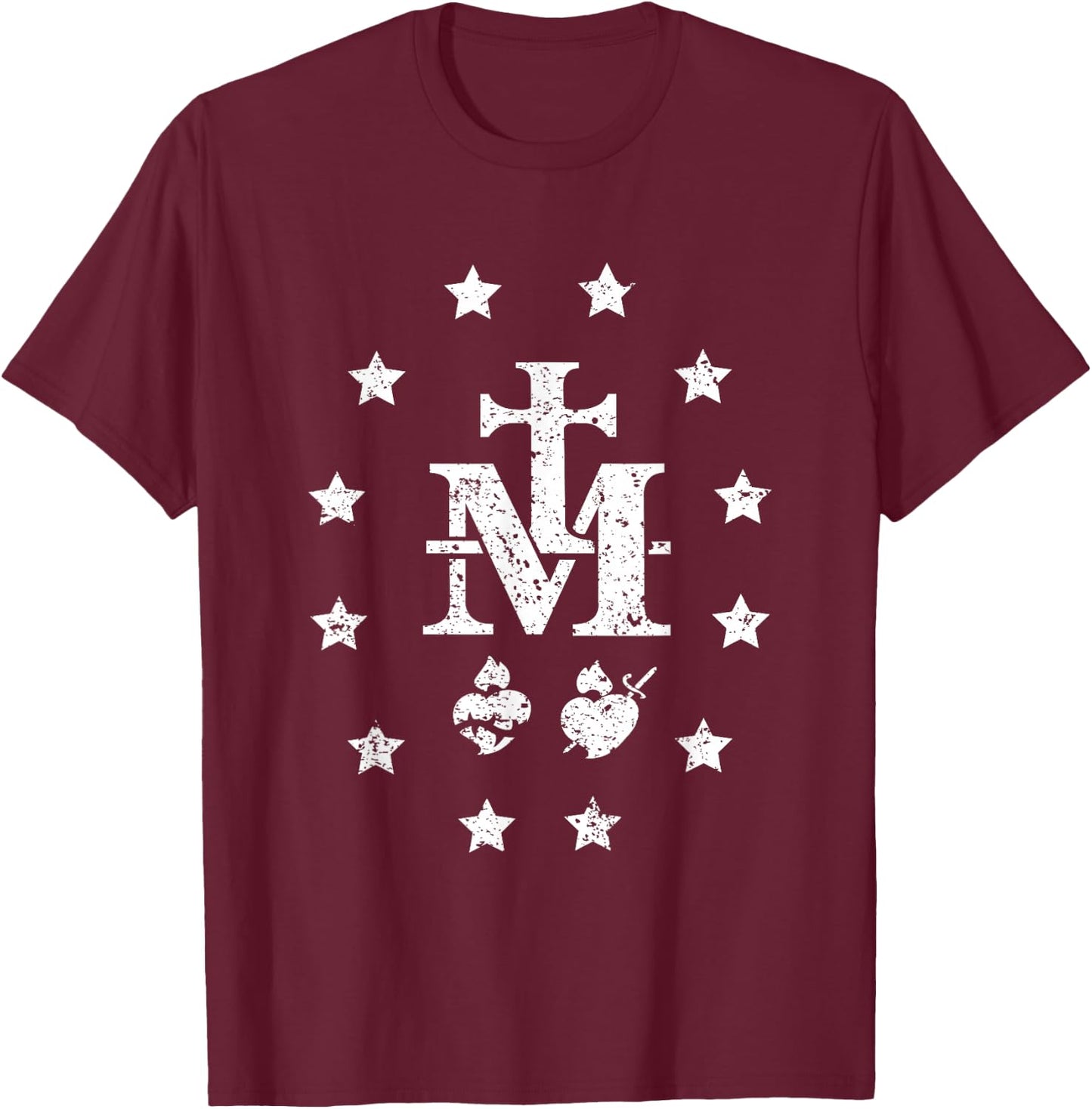 Miraculous Medal Design- Our Lady Blessed Mother Army T-Shirt - T-Shirt | Maroon